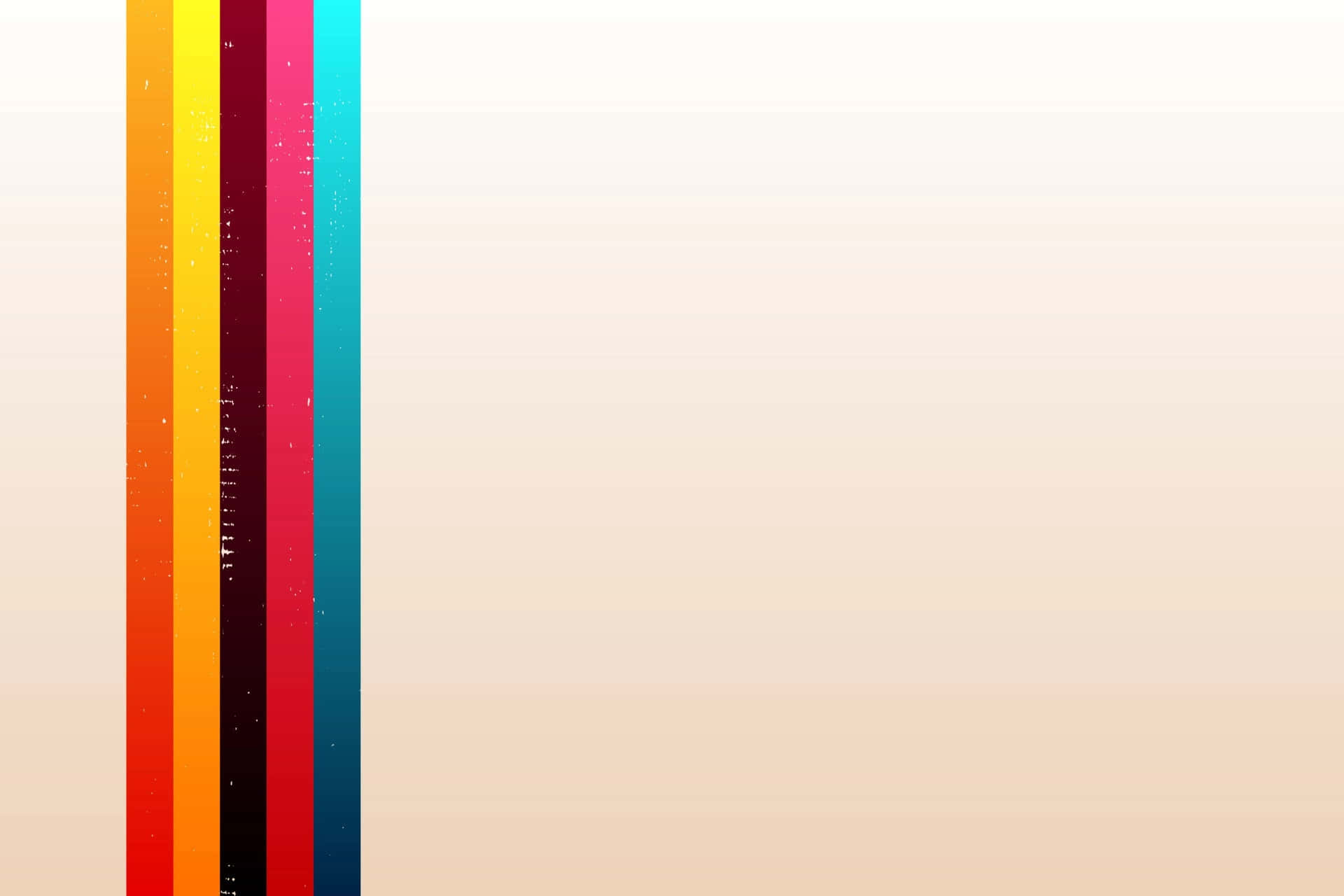 Colorful Abstract 桌布 壁紙 — 充滿活力的橙色、粉紅色、藍綠色和黑色垂直條紋，在帶有細微紋理的柔和漸變米色背景上顯得格外突出。