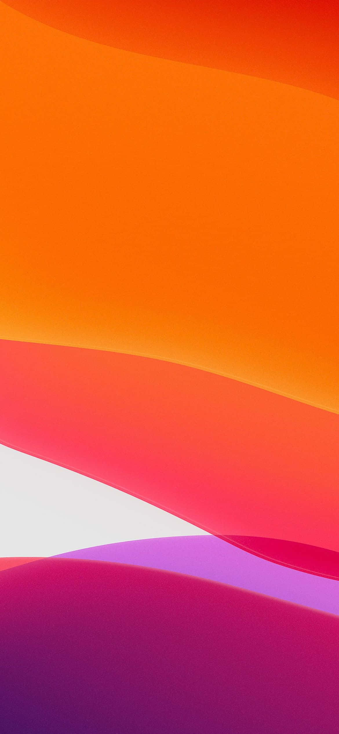 Orange Aesthetic Phone 桌布 壁紙 — 充滿活力的橙色、紅色和紫色抽象波浪在漸變數位藝術作品中平滑融合。