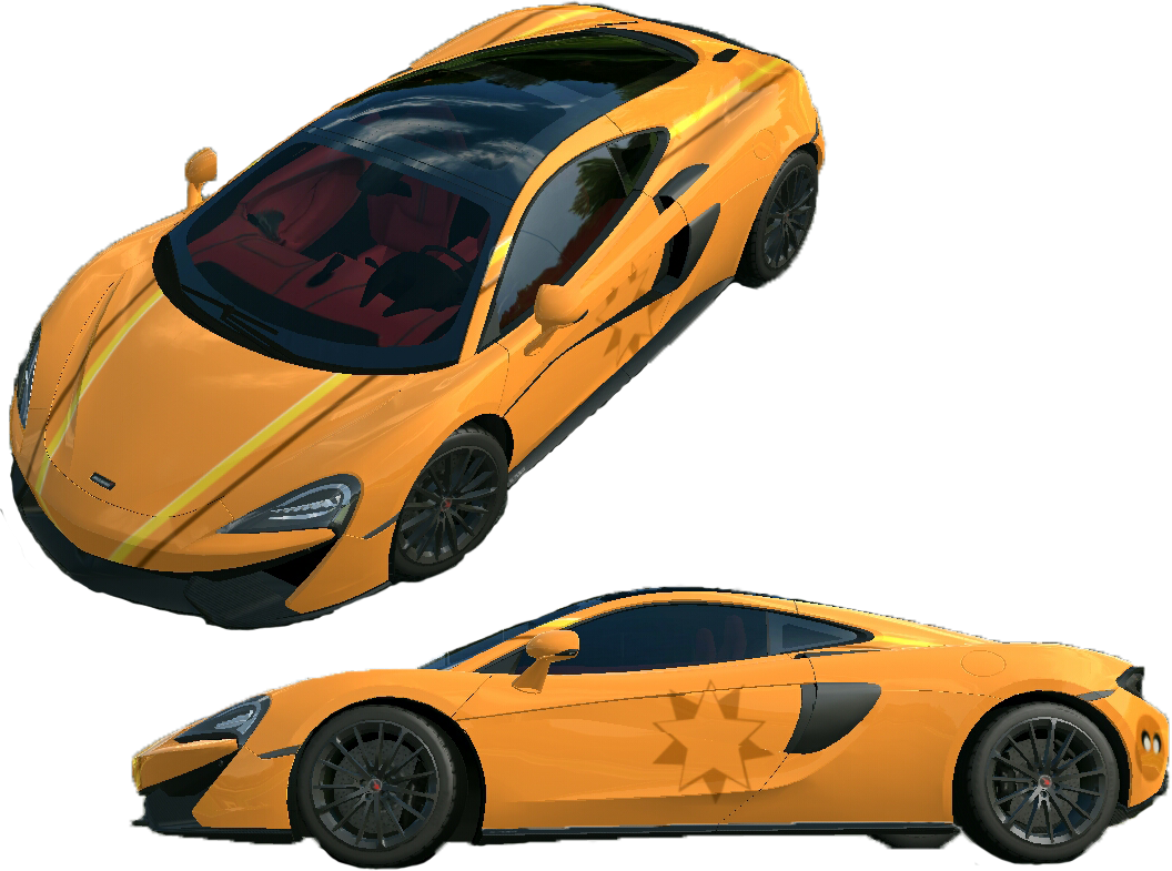 麥拉倫 桌布 壁紙 — 充滿活力的橙色McLaren跑車以兩個角度展示，帶有黑色飾邊和紅色內飾。
