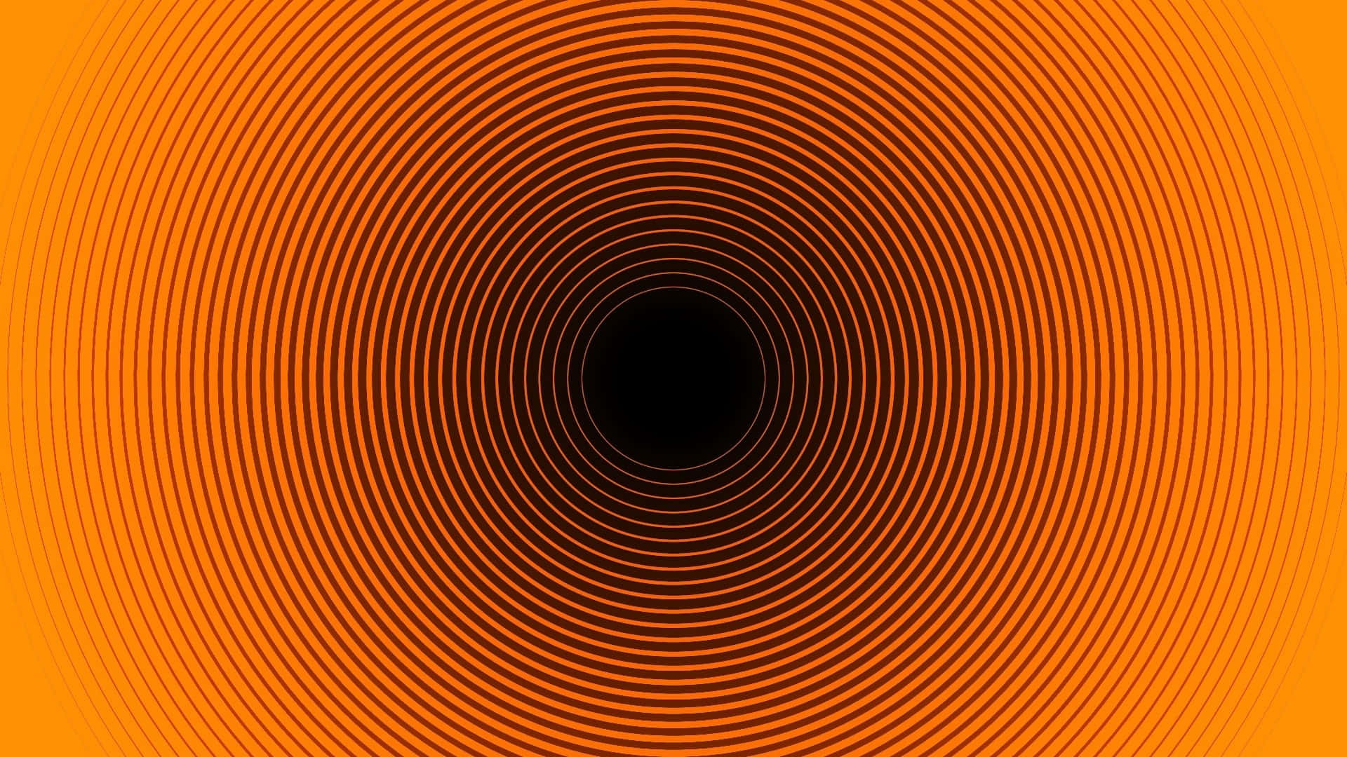 Cool Optical Illusions 桌布 壁紙 — 充滿活力的橙色同心圓向內輻射至黑暗中心，營造出催眠隧道效果。