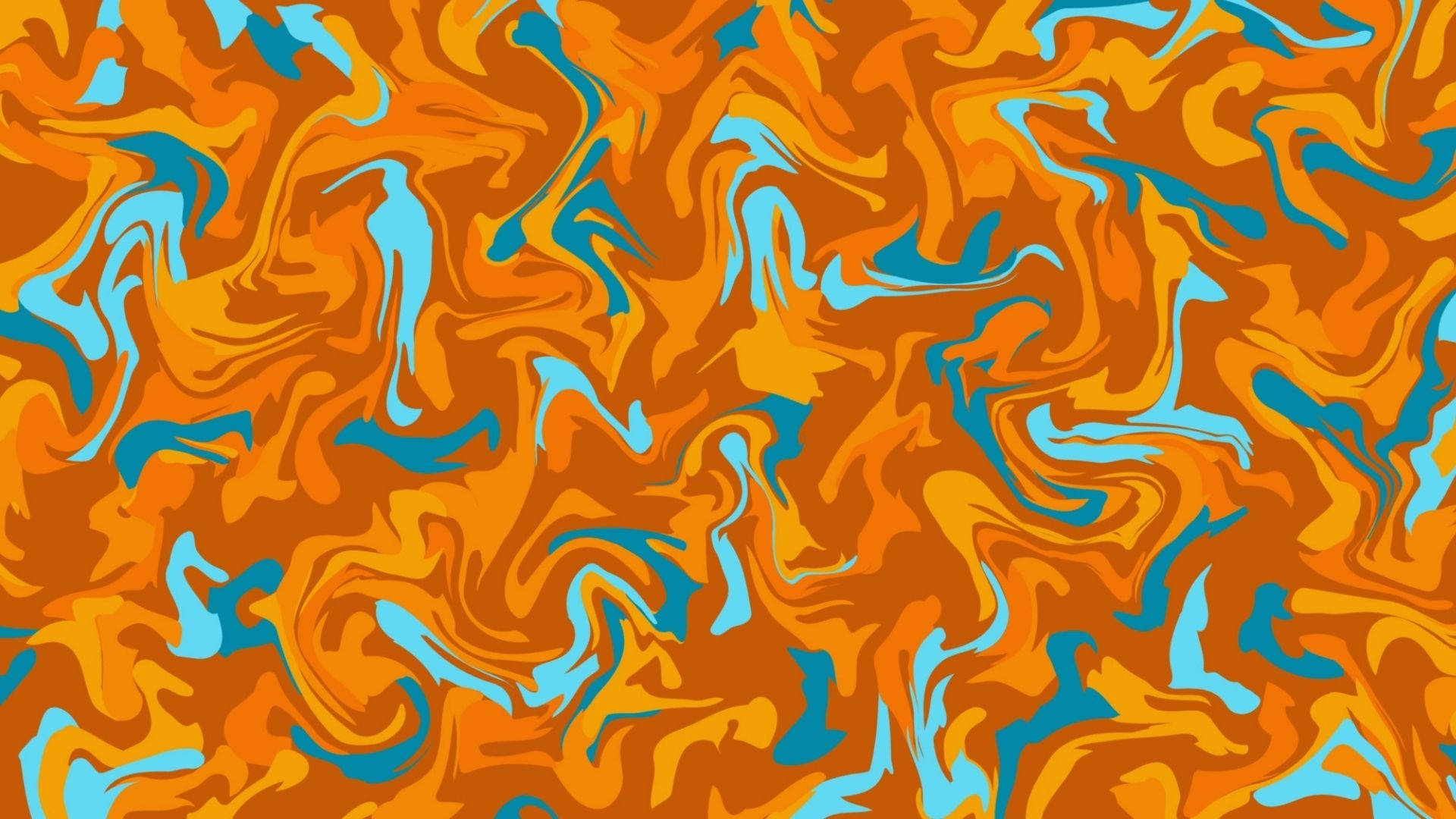 Orange 桌布 壁紙 — 充滿活力的橙色和藍綠色漩渦以大膽流暢的動態抽象圖案流動。