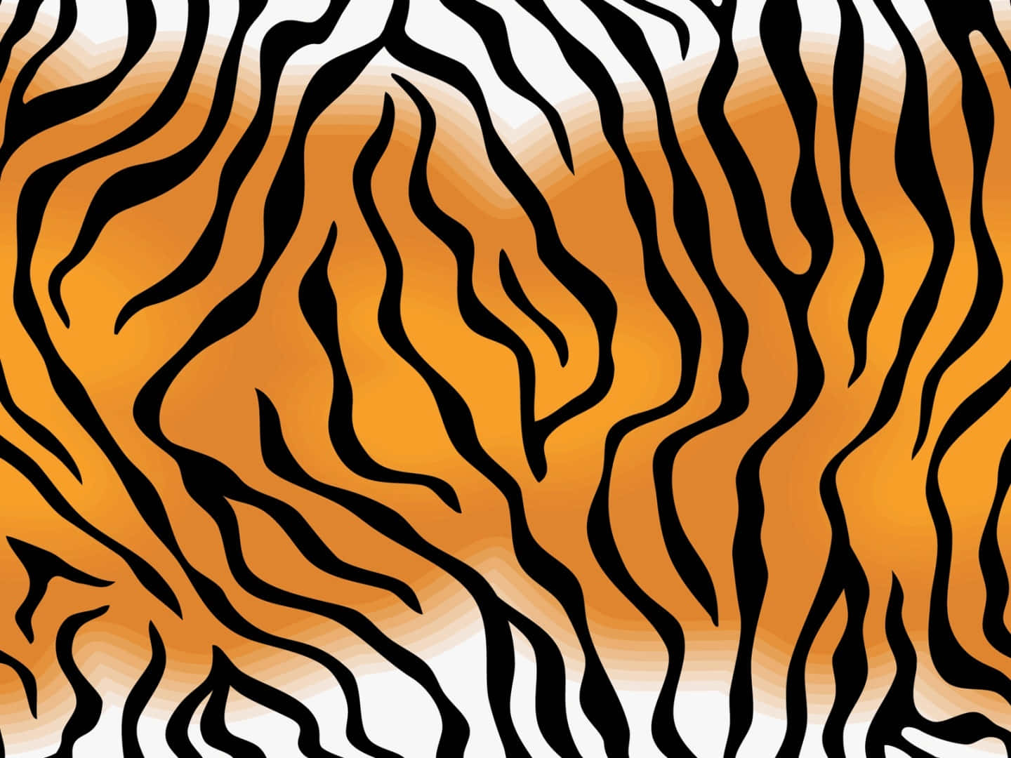 Animal Print 桌布 壁紙 — 充滿活力的橙色和黑色老虎條紋圖案，以大膽的波浪線條填滿白色背景的框架。