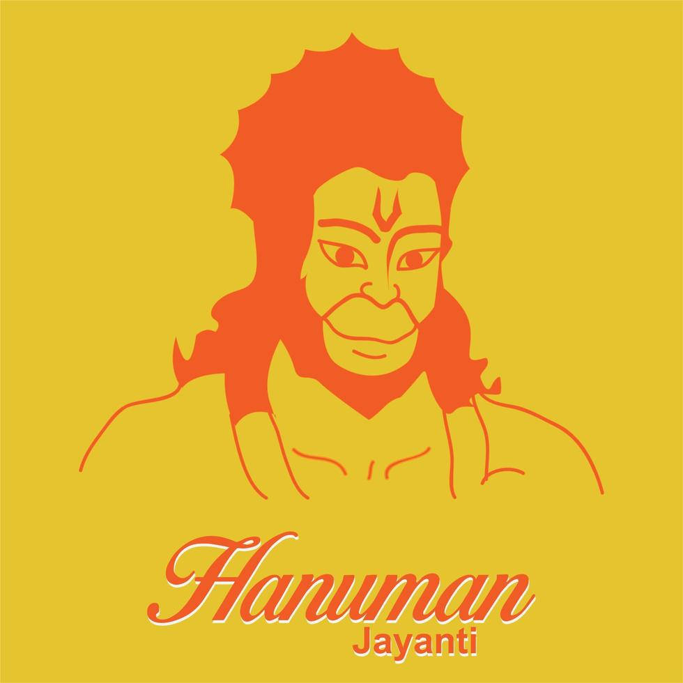 hanuman art 桌布 壁紙 — 充滿活力的橙色哈努曼剪影，置於純黃色背景上，下方有優雅的手寫文字。