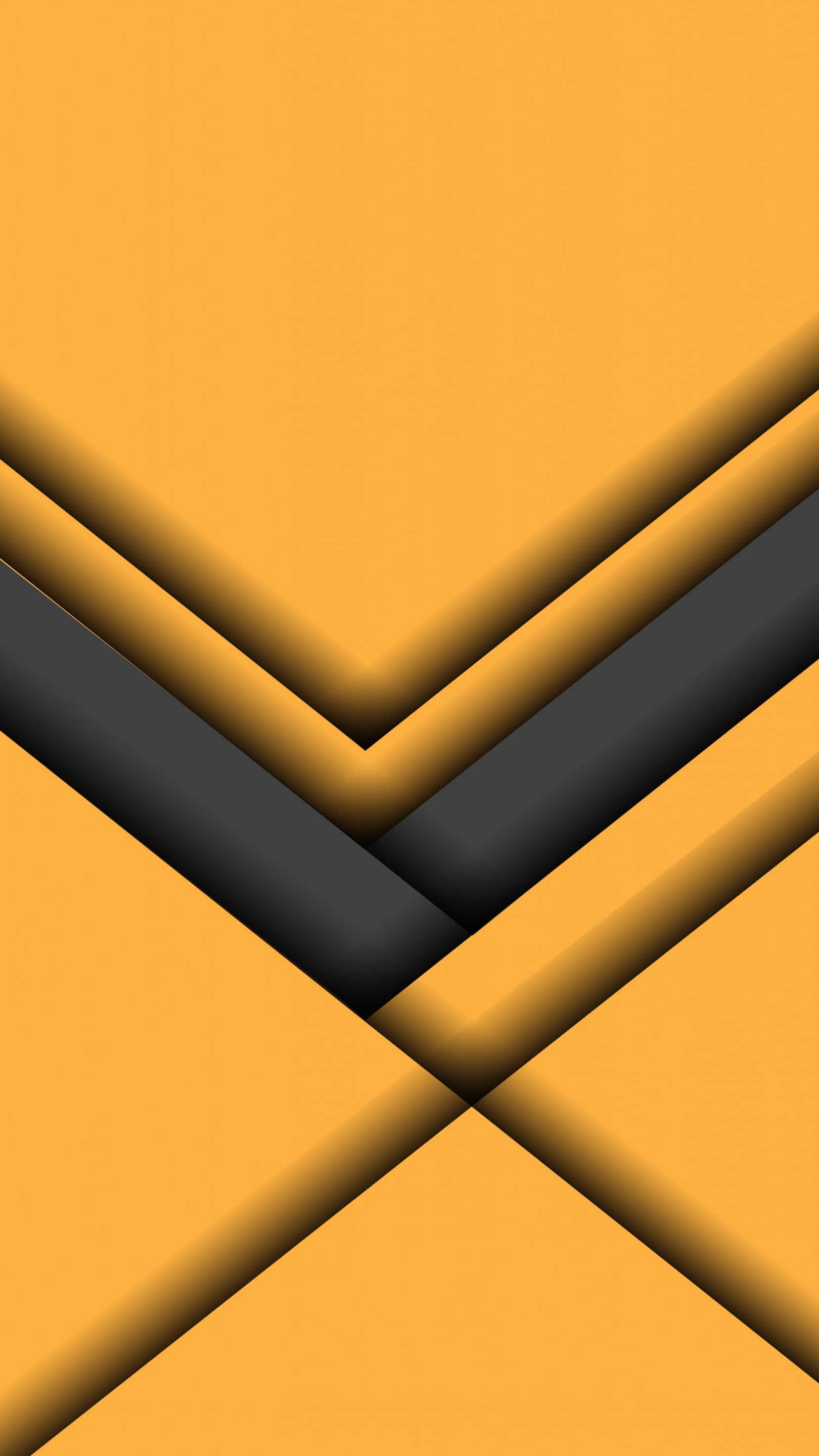 Android Material 桌布 壁紙 — 充滿活力的橙色幾何平面與時尚的黑色條紋相交，創造出大膽的現代抽象構圖。