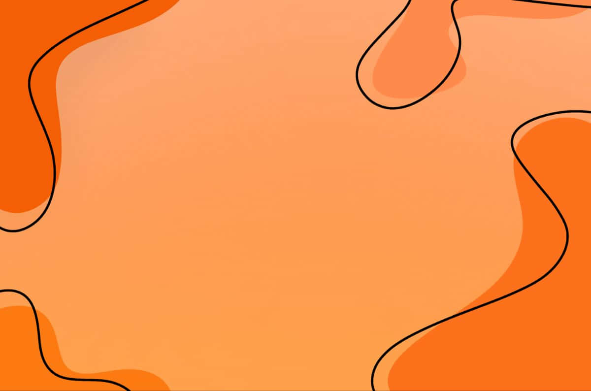 Orange Desktop 桌布 壁紙 — 充滿活力的橙色抽象背景，帶有粗黑輪廓，形成流動的有機形狀。