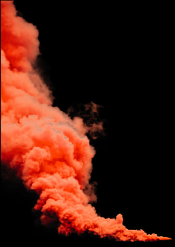 Red Smoke Effect 桌布 壁紙 — 充滿活力的橙色煙霧在純黑色背景上動態翻騰，營造出大膽的視覺對比。