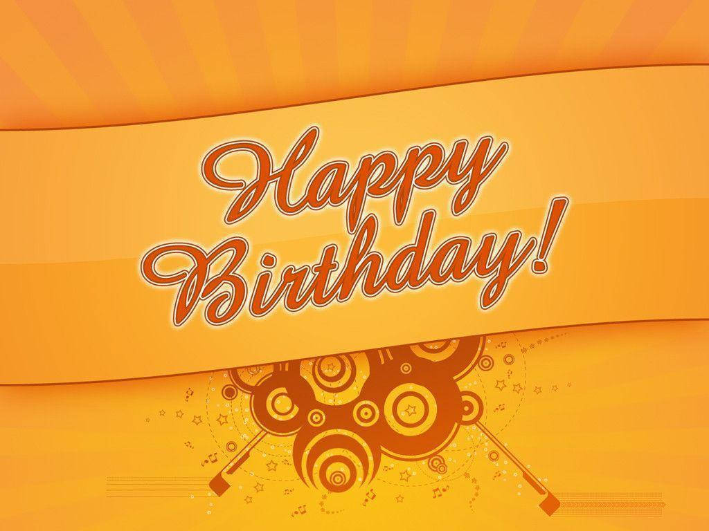 Greetings 桌布 壁紙 — 充滿活力的橙色生日祝福，帶有漩渦圖案和節日文字，背景光彩奪目。