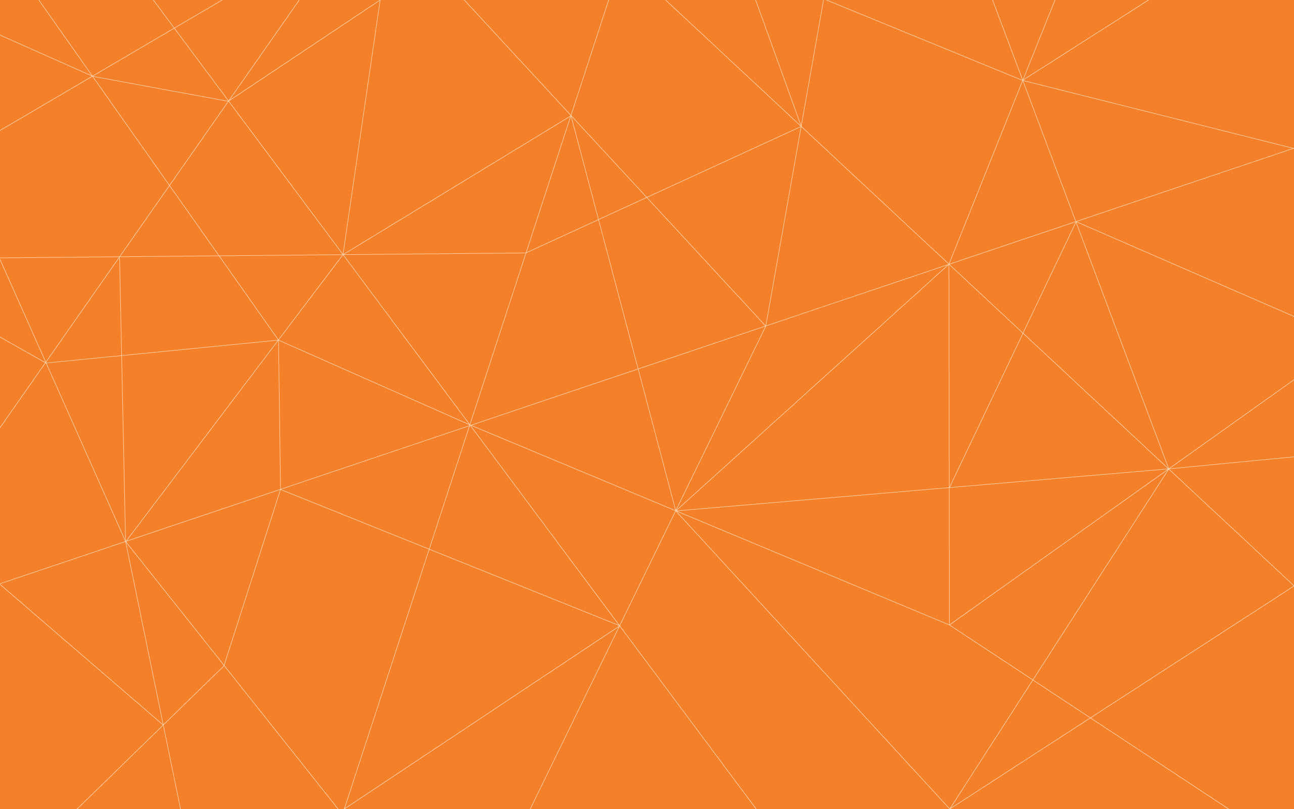 Orange Desktop 桌布 壁紙 — 充滿活力的橙色背景，帶有精緻的白色幾何線條網絡，形成不規則的三角形。
