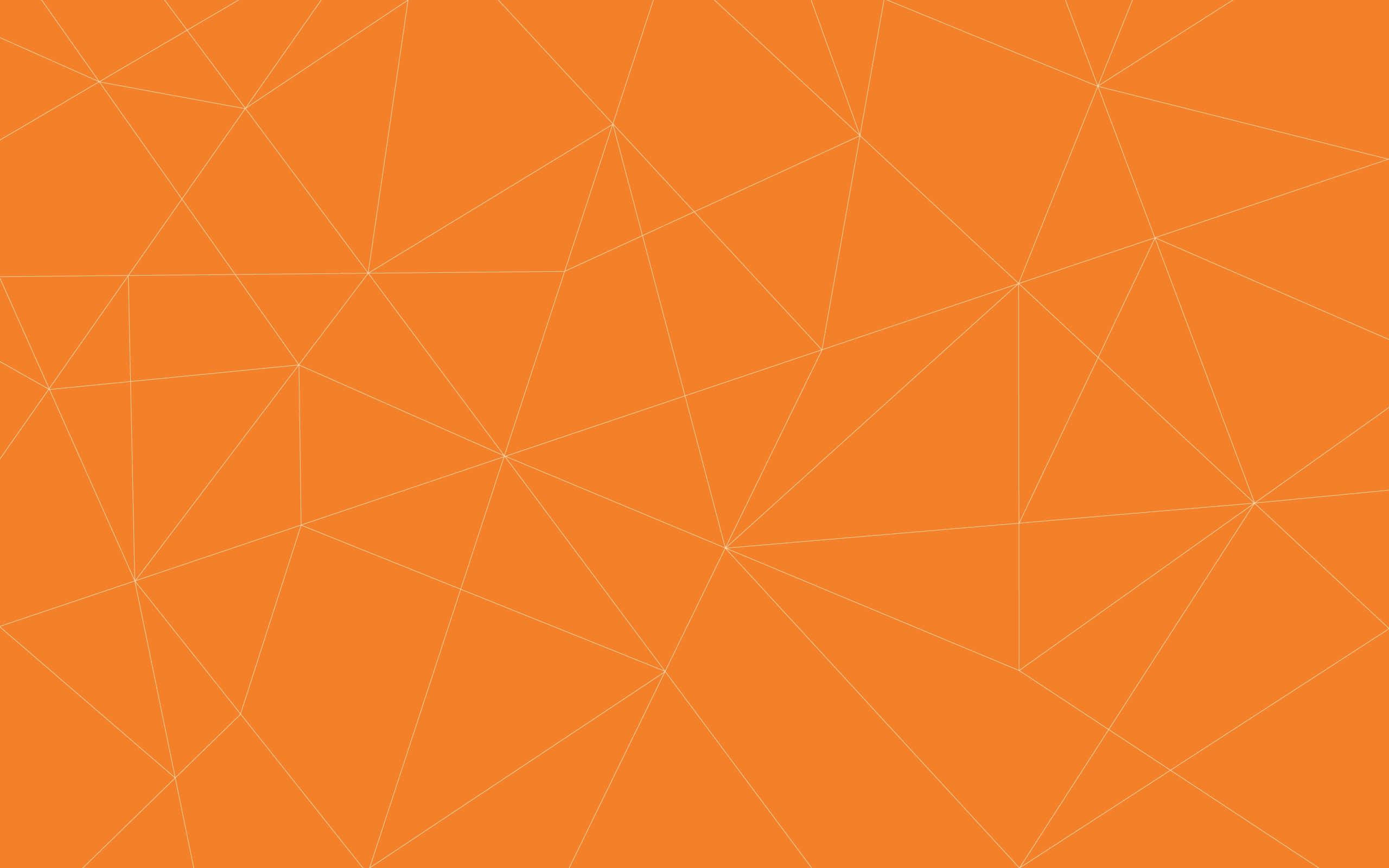 Orange Desktop 桌布 壁紙 — 充滿活力的橙色背景，帶有精緻的白色線條網絡，形成抽象的三角形圖案。