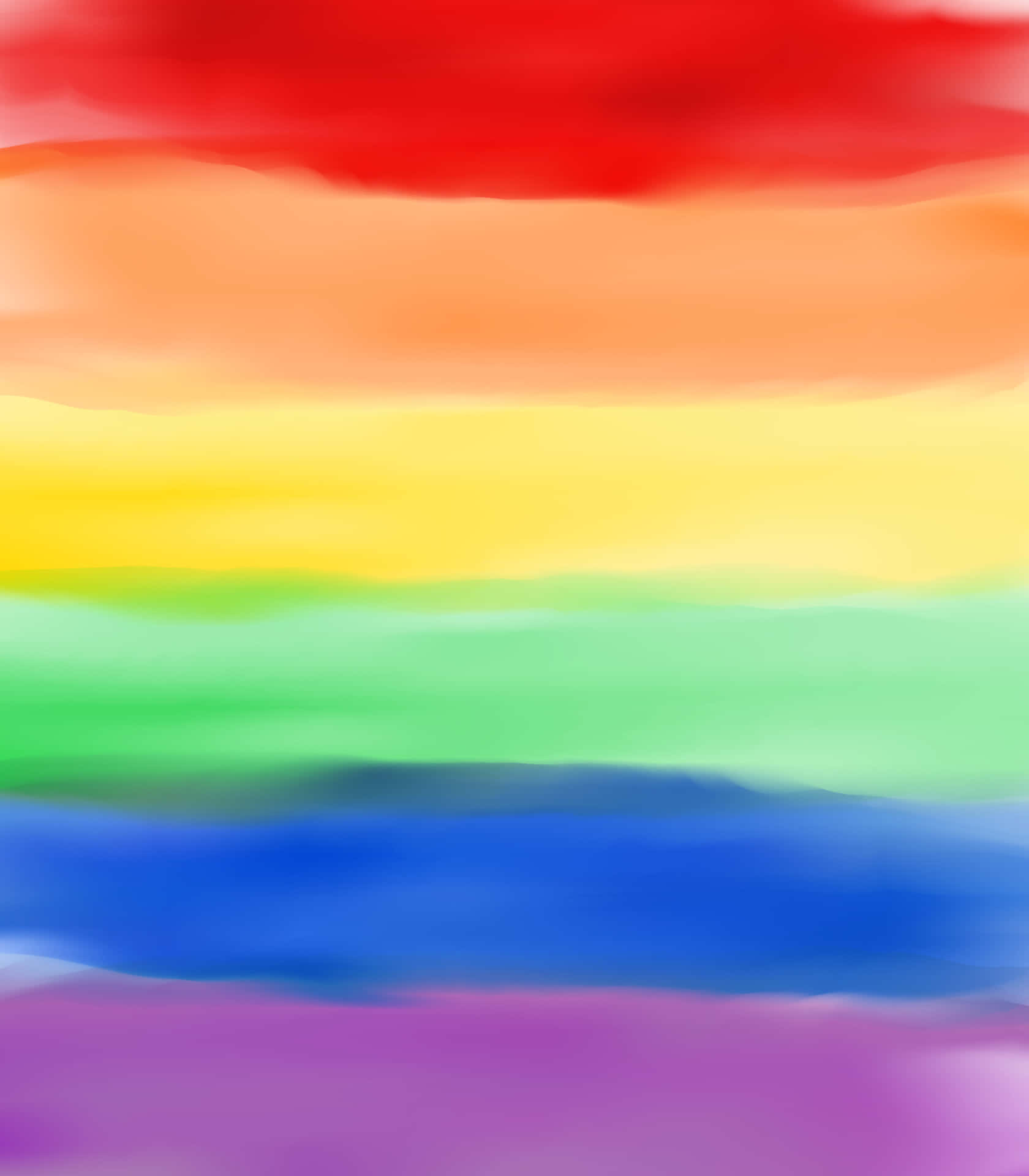 Pride Flag 桌布 壁紙 — 充滿活力的水彩彩虹條紋從紅色到紫色柔和地融合，形成舒緩的漸變。