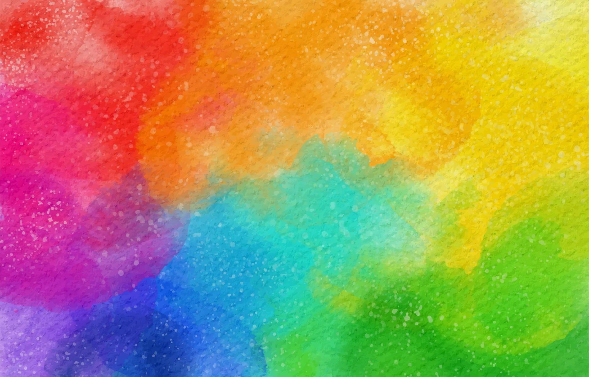 彩虹 桌布 壁紙 — 充滿活力的水彩洗滌在畫布上融合成帶有斑點紋理的彩虹漸變。