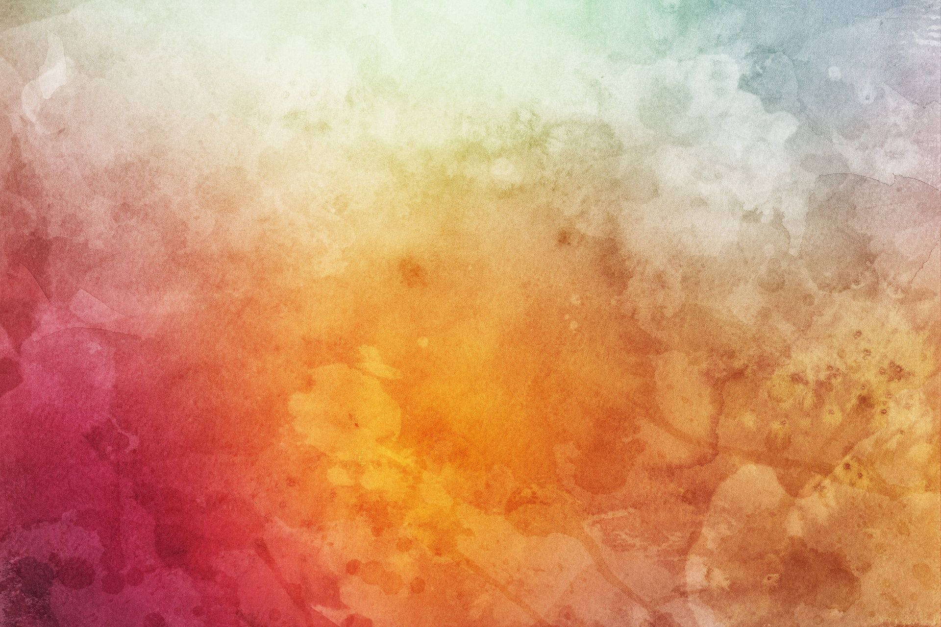 Watercolor 桌布 壁紙 — 充滿活力的水彩洗滌混合了溫暖的橙色和紅色與冷色調的青色和白色，形成柔和的抽象漸變。