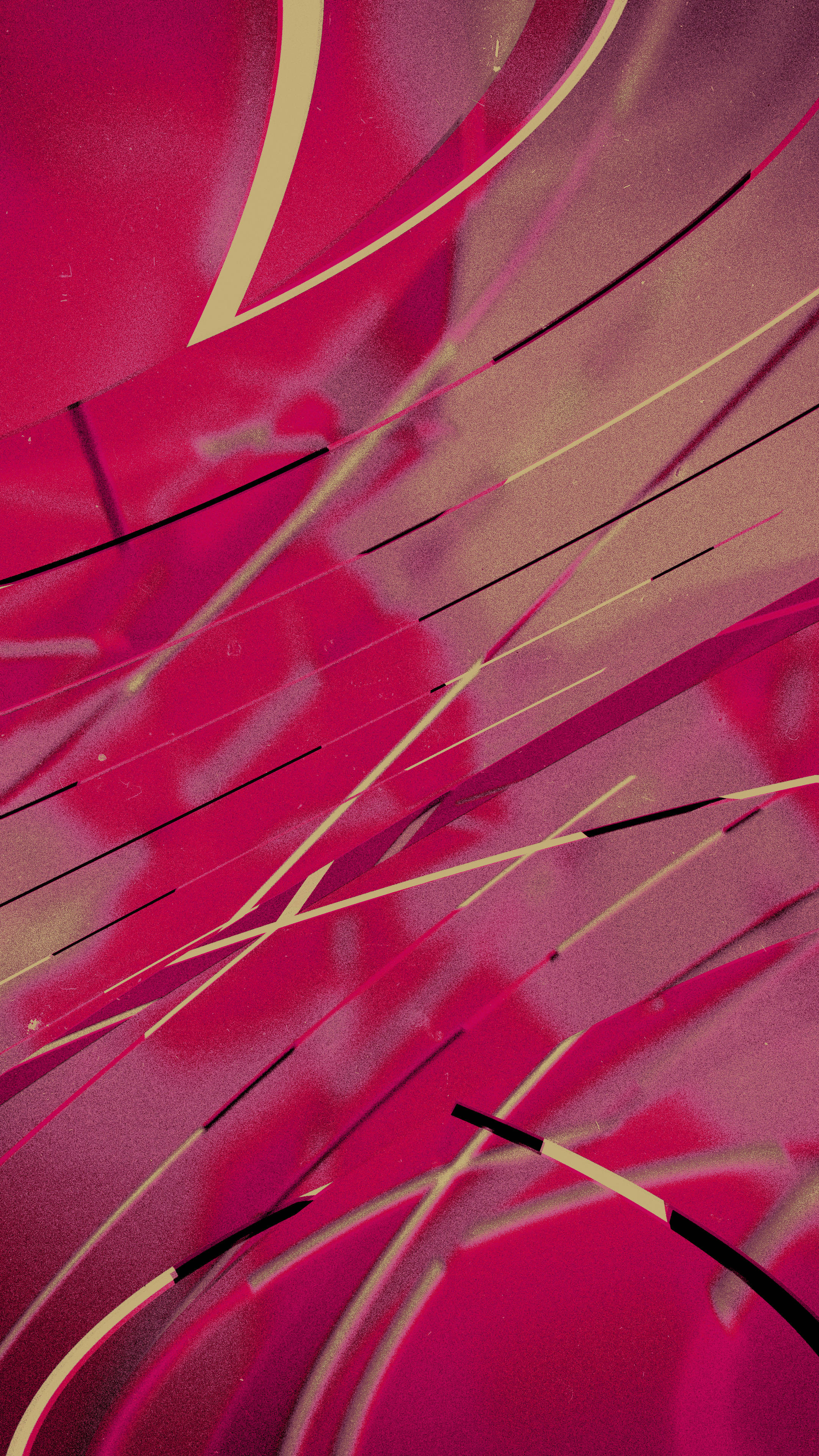 Pink iPhone Xr 桌布 壁紙 — 充滿活力的洋紅色和奶油色抽象線條在紋理數位畫布上動態旋轉。