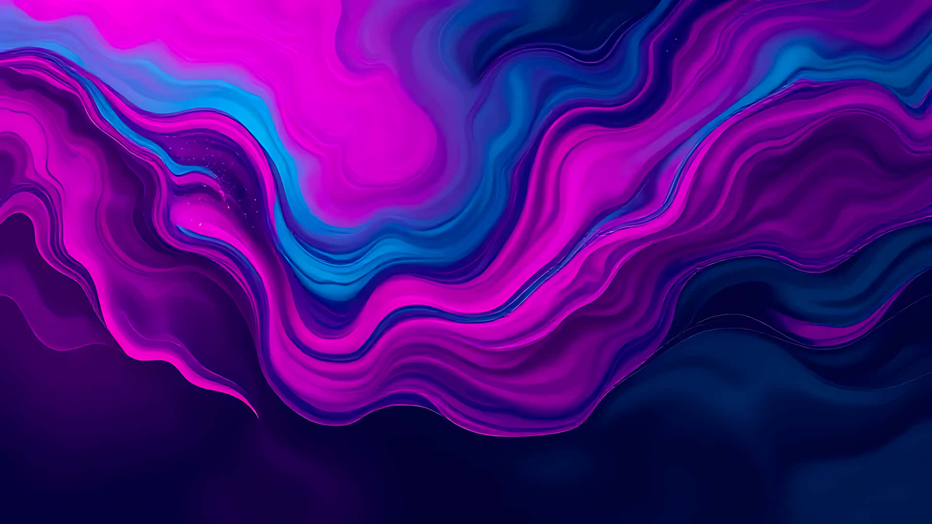 Abstract fluid art background with vibrant pink, purple and blue colors 壁紙 — 充滿活力的洋紅色和電光藍色漩渦圖案像液體顏料一樣在深色漸變背景上流動。