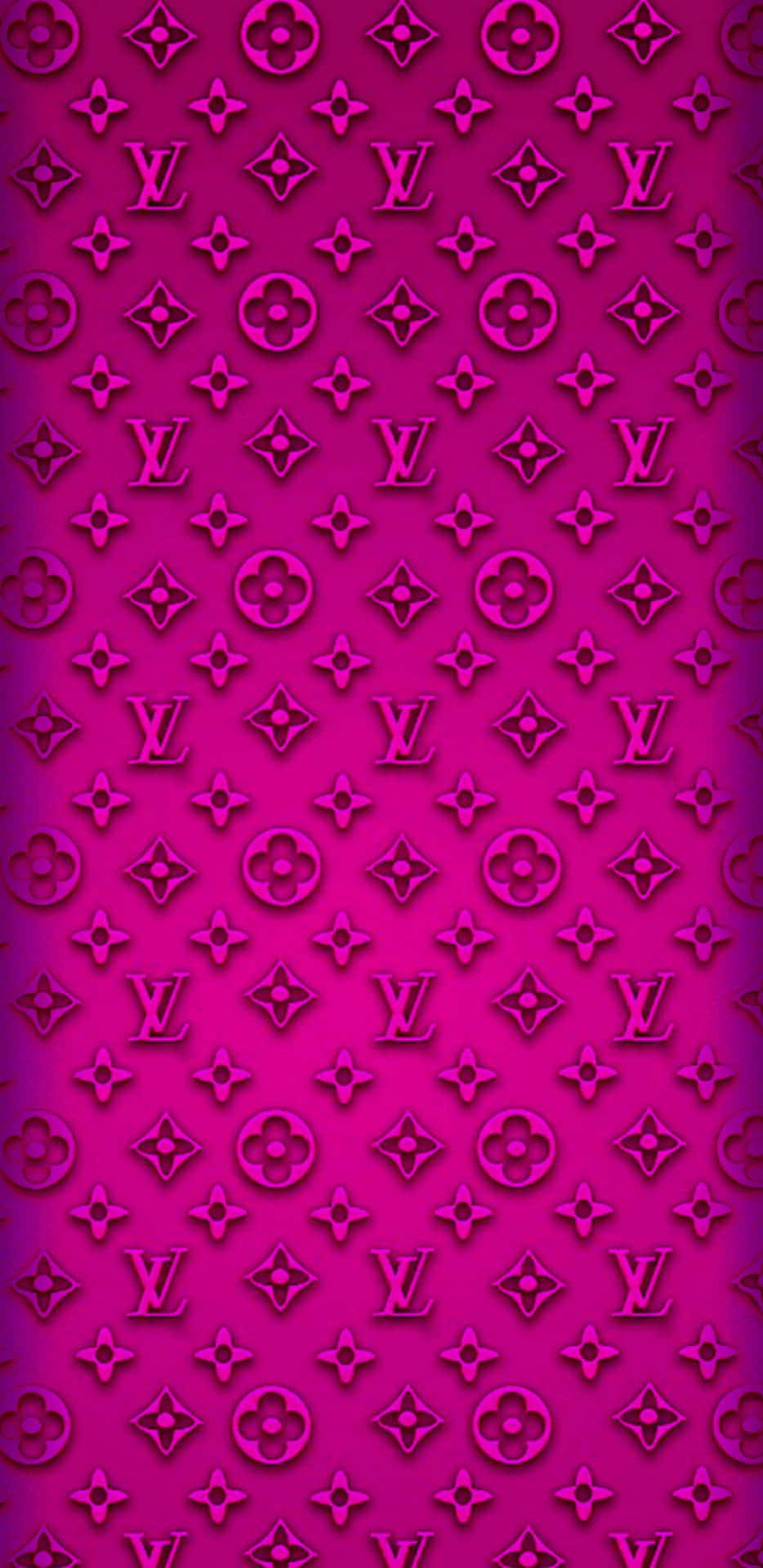 louis vuitton phone 桌布 壁紙 — 充滿活力的洋紅色壁紙，帶有重複壓花路易威登字母組合圖案和微妙的漸變效果。