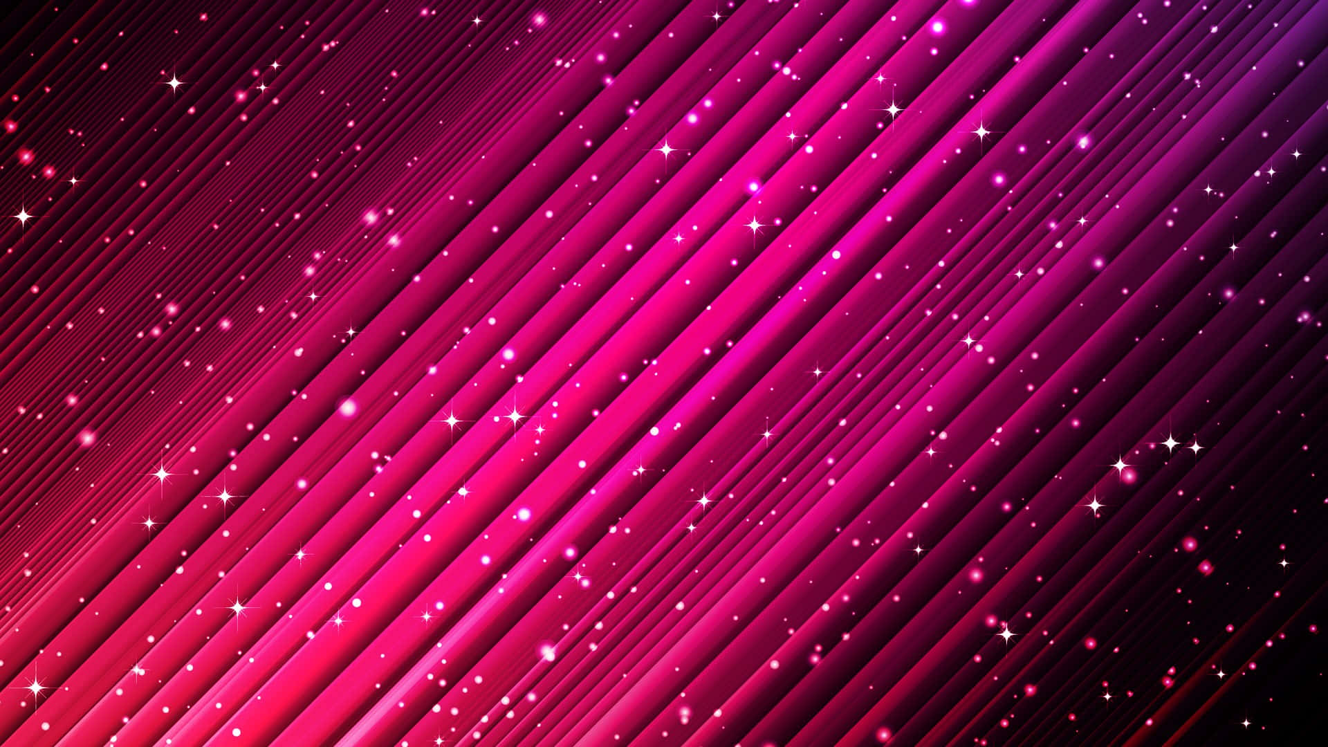 Pink Stars 桌布 壁紙 — 充滿活力的洋紅色對角線條紋在深色漸變背景上散發著閃爍的星星。