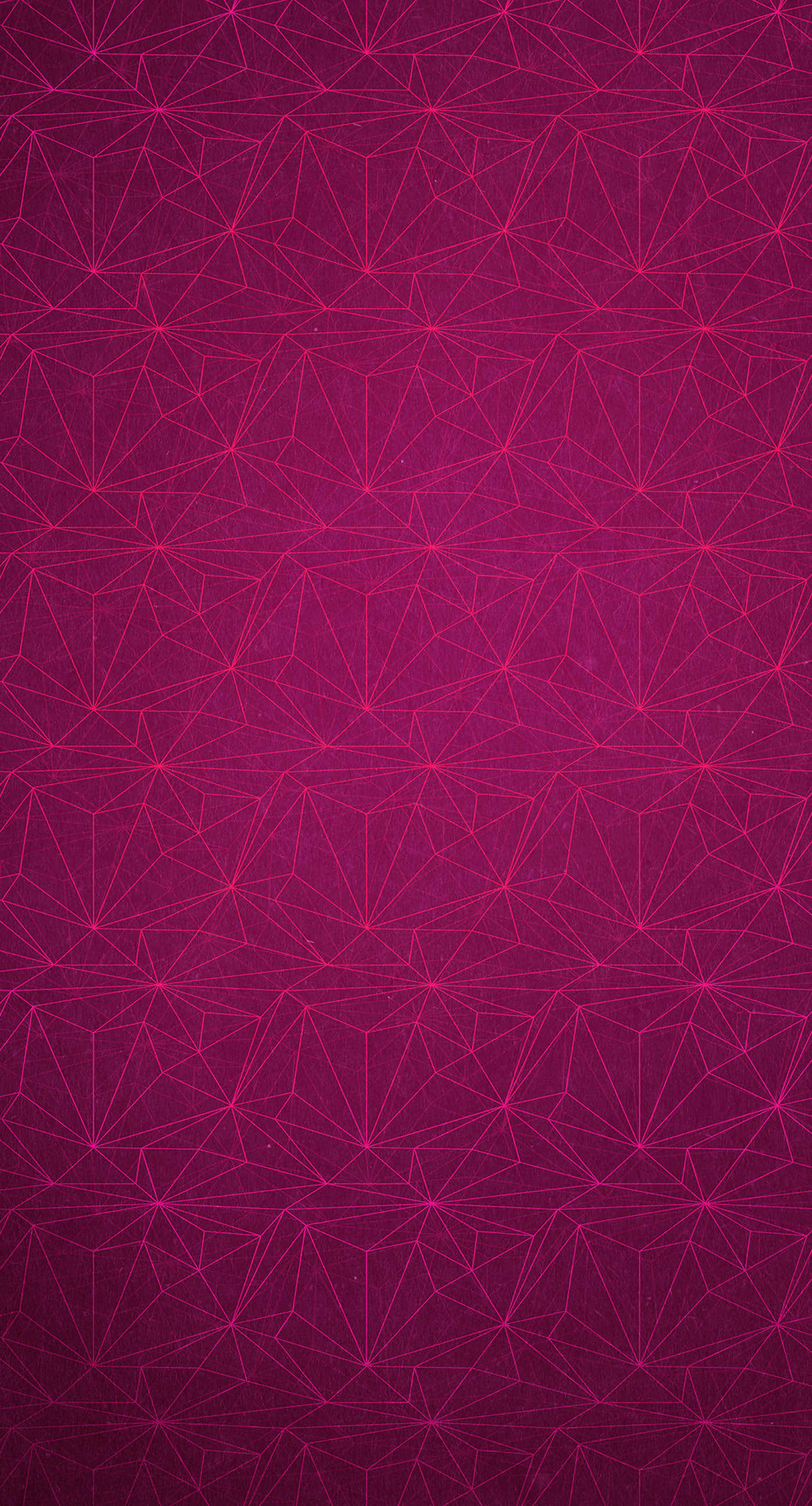 Line 桌布 壁紙 — 充滿活力的洋紅色幾何圖案，帶有發光的粉紅色線條，在整個畫面中形成重複的三角形網格。