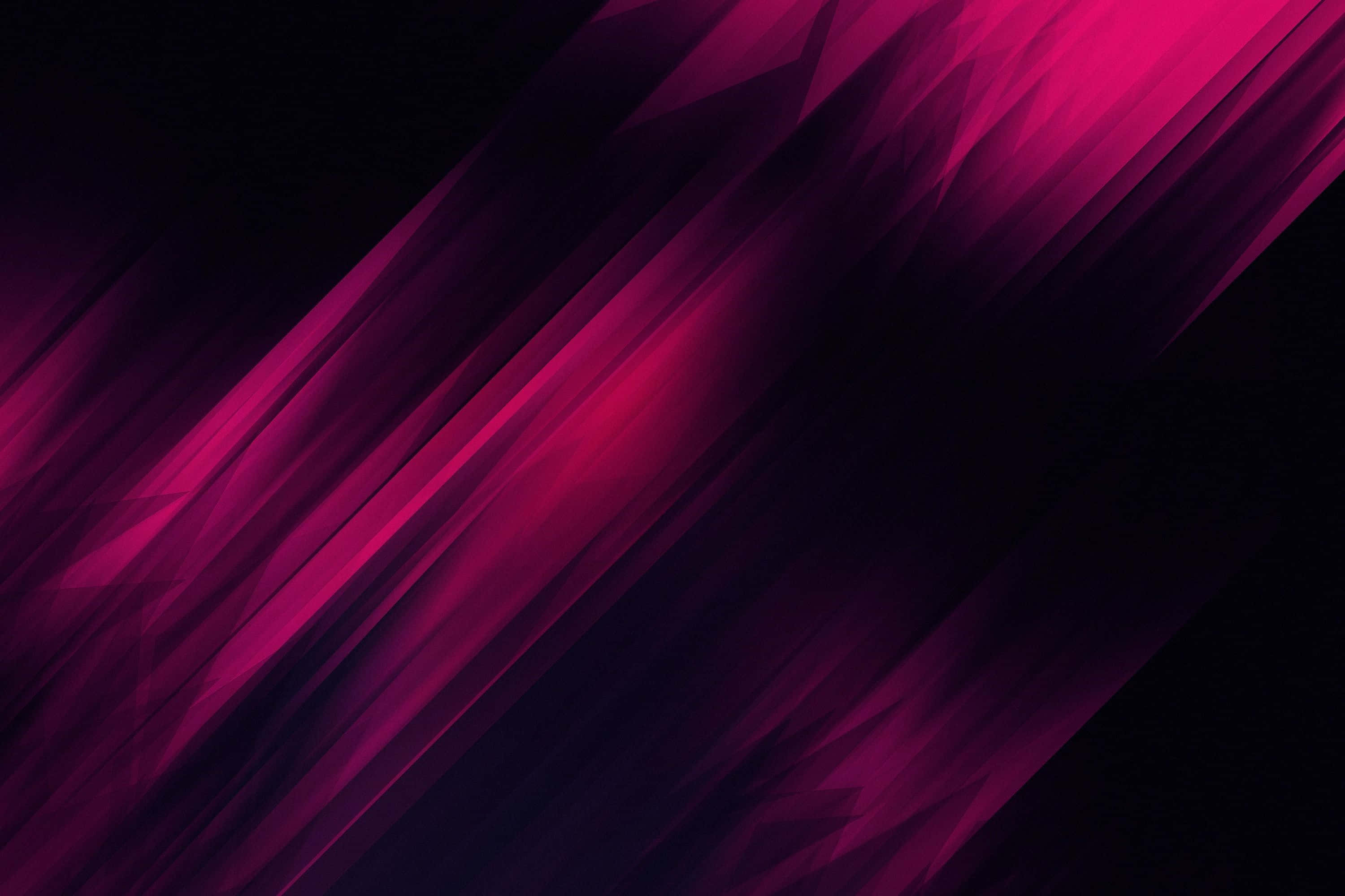 Pink Abstract 桌布 壁紙 — 充滿活力的洋紅色條紋在深黑色背景上對角流動，形成動態的抽象構圖。