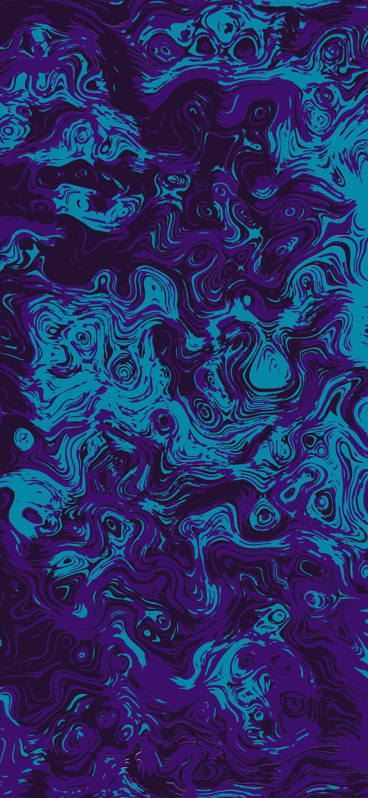 Blue And Purple 桌布 壁紙 — 充滿活力的漩渦圖案，電光藍和深紫色的液體狀形態在畫面中流動。