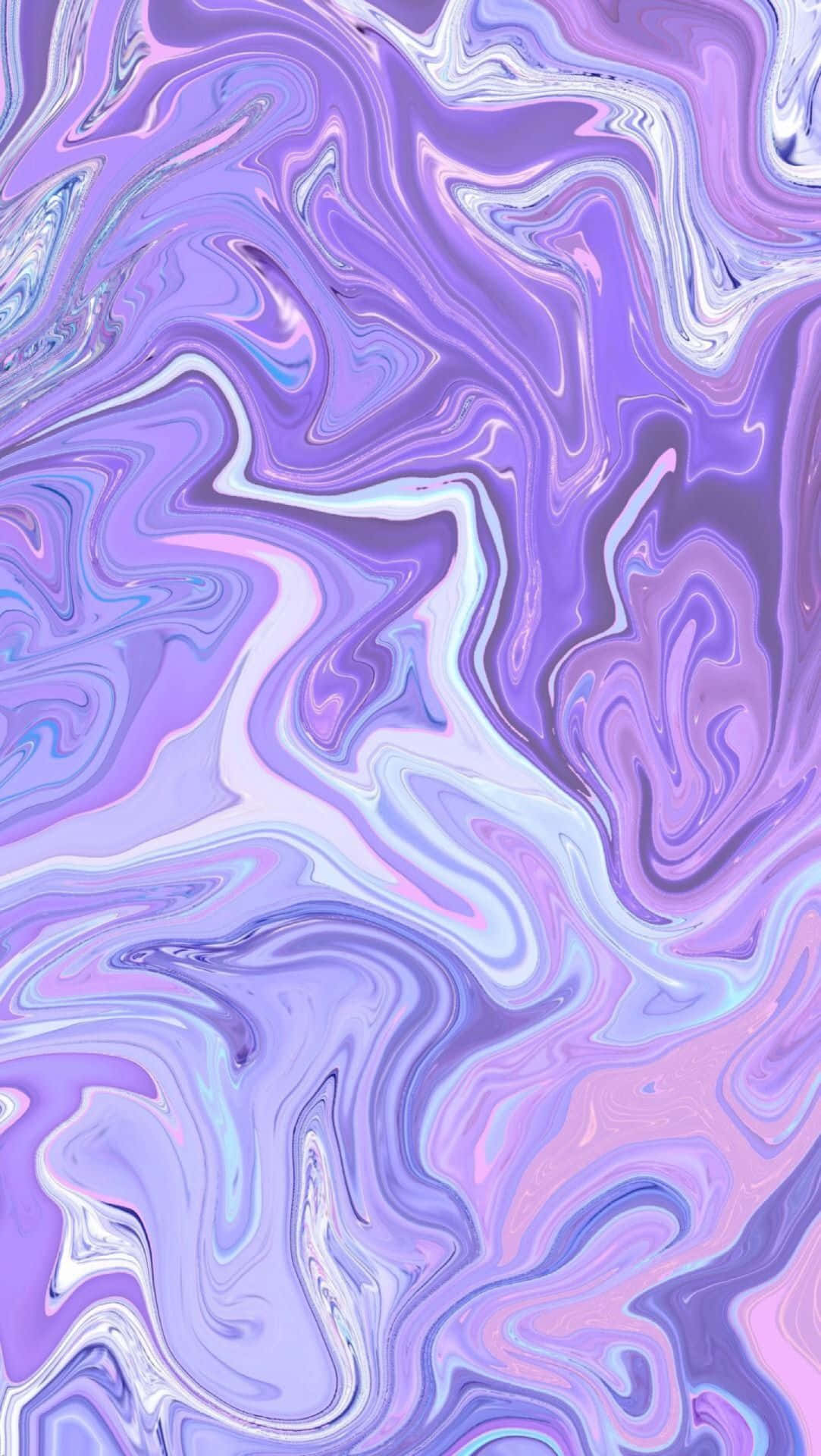 Paint Art 桌布 壁紙 — 充滿活力的漩渦抽象圖案，薰衣草、粉紅和白色的流體色彩動態流動。