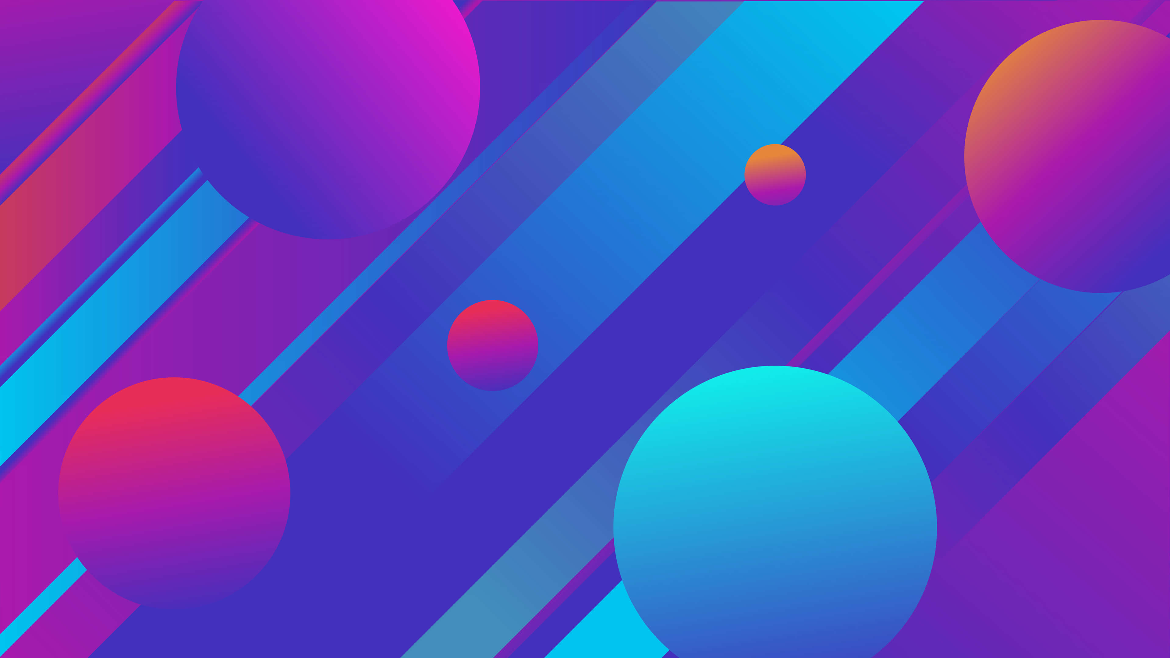 Pastel Striped 桌布 壁紙 — 充滿活力的漸變球體在電光紫、藍和粉紅色的動態斜紋條紋上漂浮。