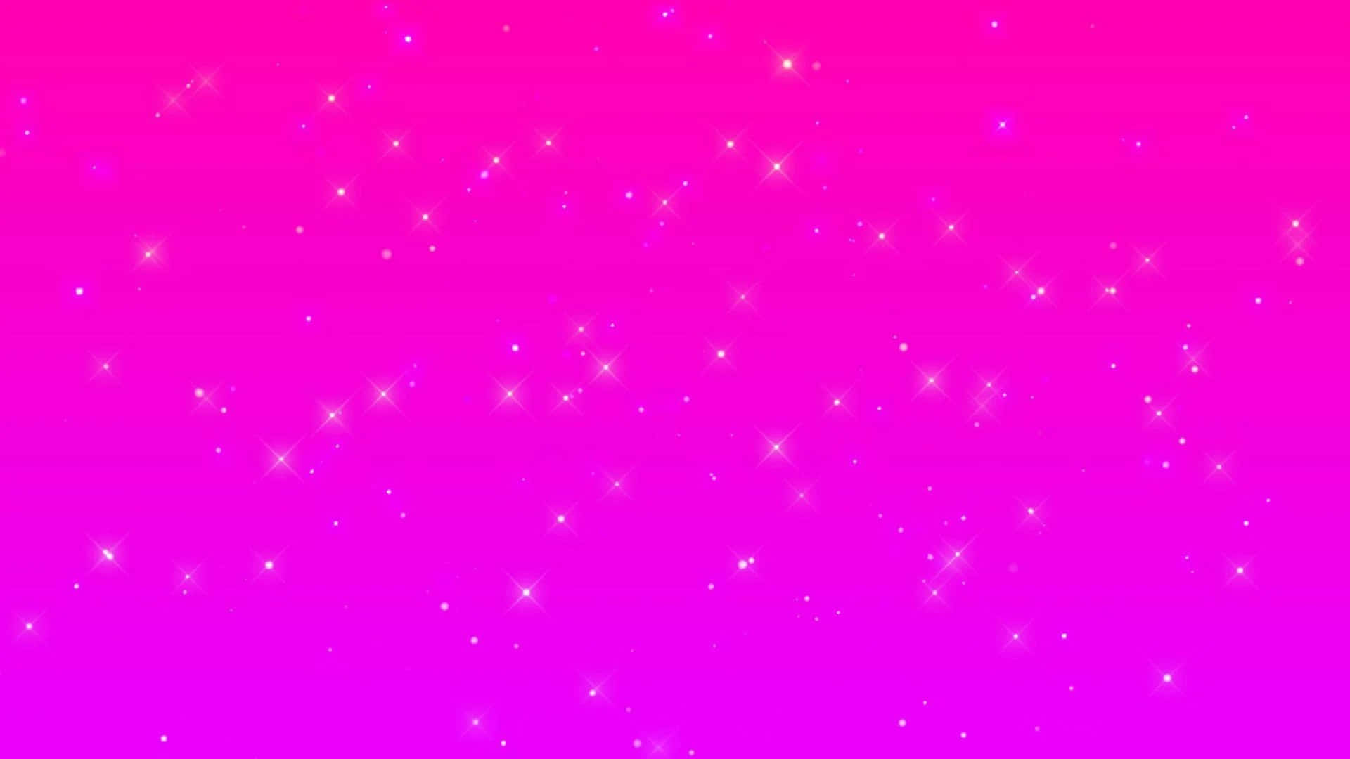Neon Pink 桌布 壁紙 — 充滿活力的漸變粉紅色背景，點綴著閃閃發光的星形亮片，營造出神奇的發光效果。