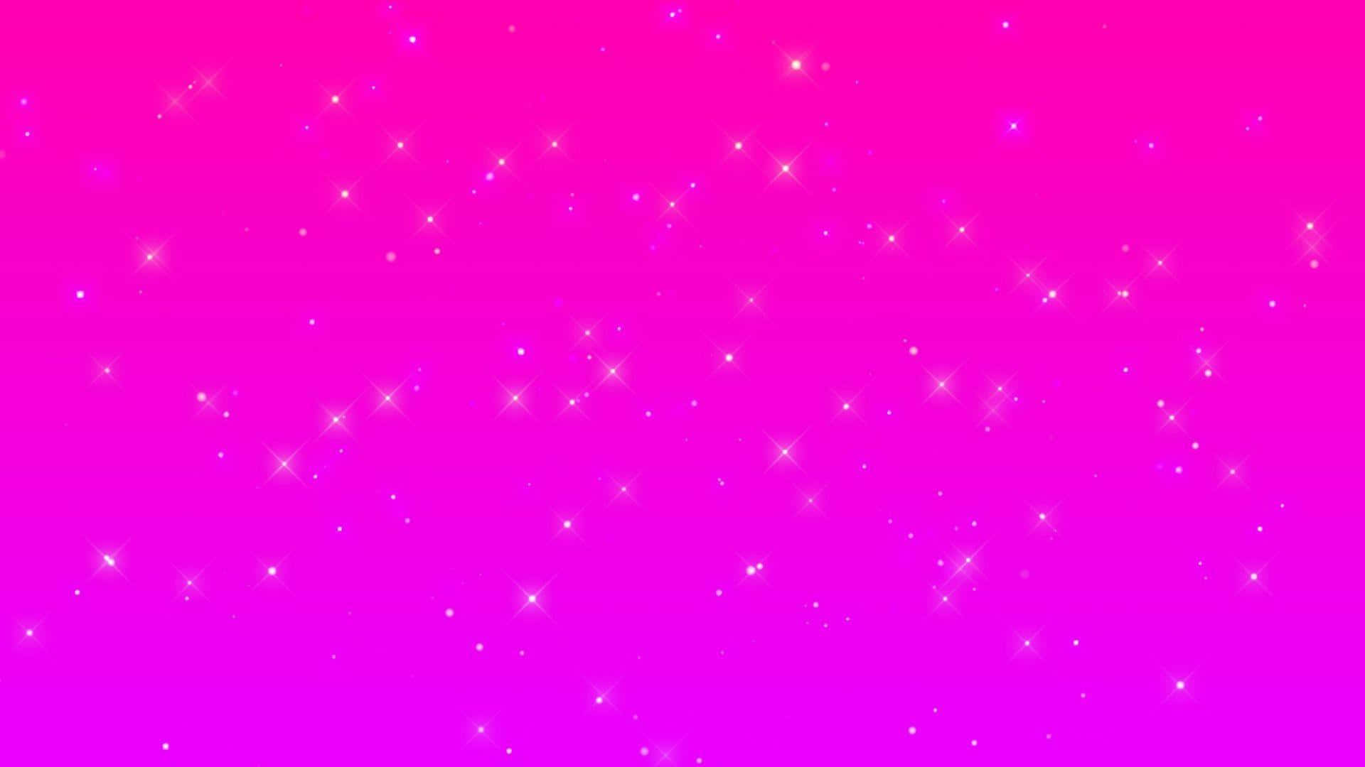 Cute Neon Pink 桌布 壁紙 — 充滿活力的漸變粉紅色背景，點綴著閃閃發光的白色星爆閃粉粒子。