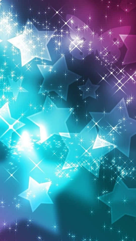 540x960 桌布 壁紙 — 充滿活力的漸變背景，星星從青色過渡到紫色，帶有閃爍的光效。