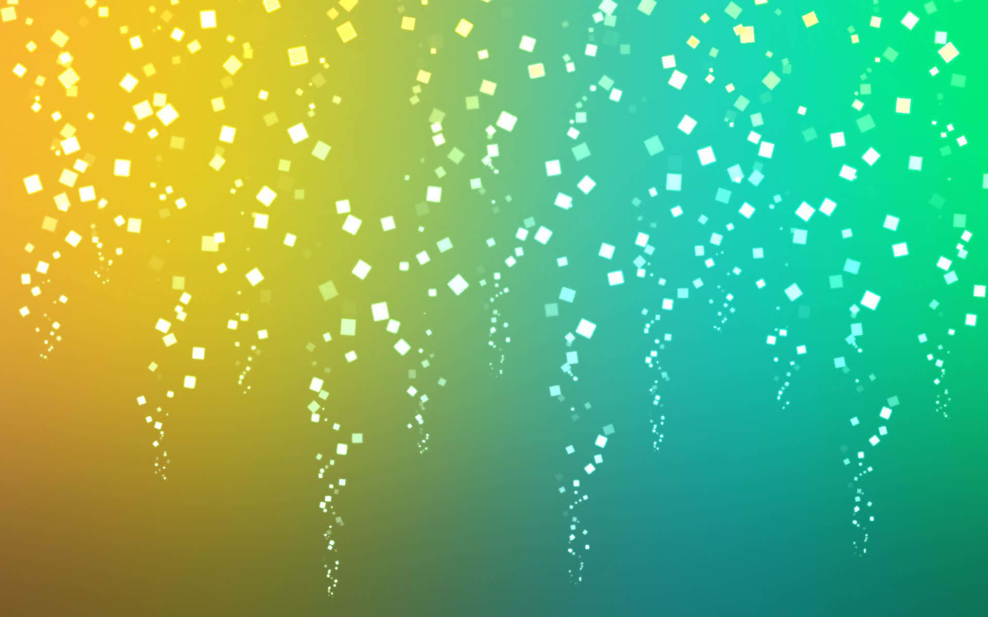 Abstraction 桌布 壁紙 — 充滿活力的漸變背景，白色方形粒子從上到下層疊落下。