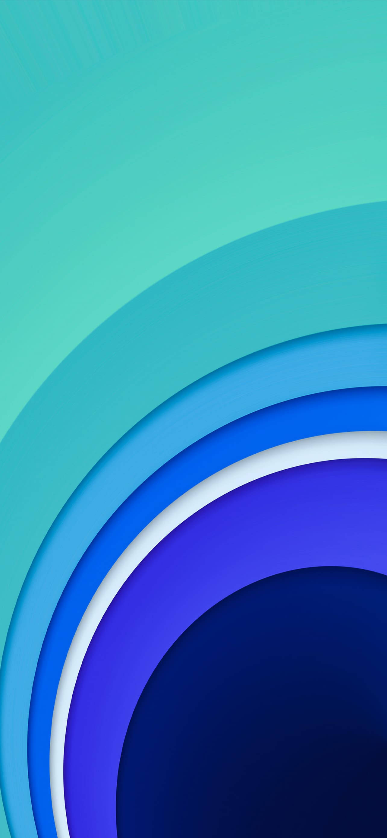 iOS 16 壁紙 桌布 壁紙 — 充滿活力的漸變藍色和藍綠色同心弧線，營造出帶有柔和陰影的現代抽象構圖。