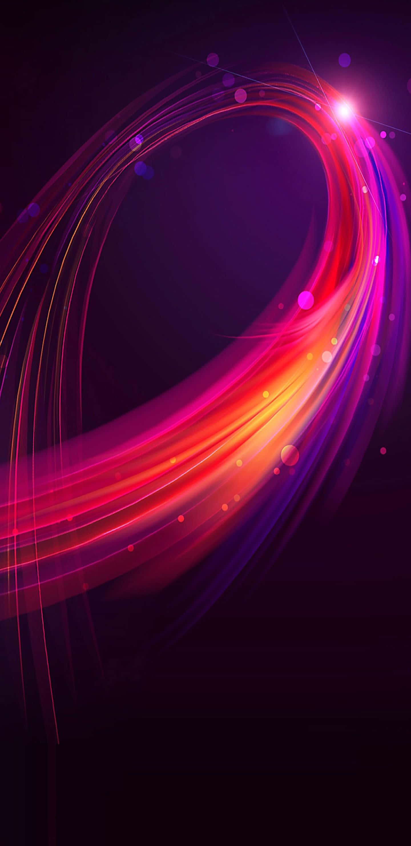 Wave 桌布 壁紙 — 充滿活力的發光光跡在深紫色背景上形成動態螺旋，並帶有閃爍的散景效果。