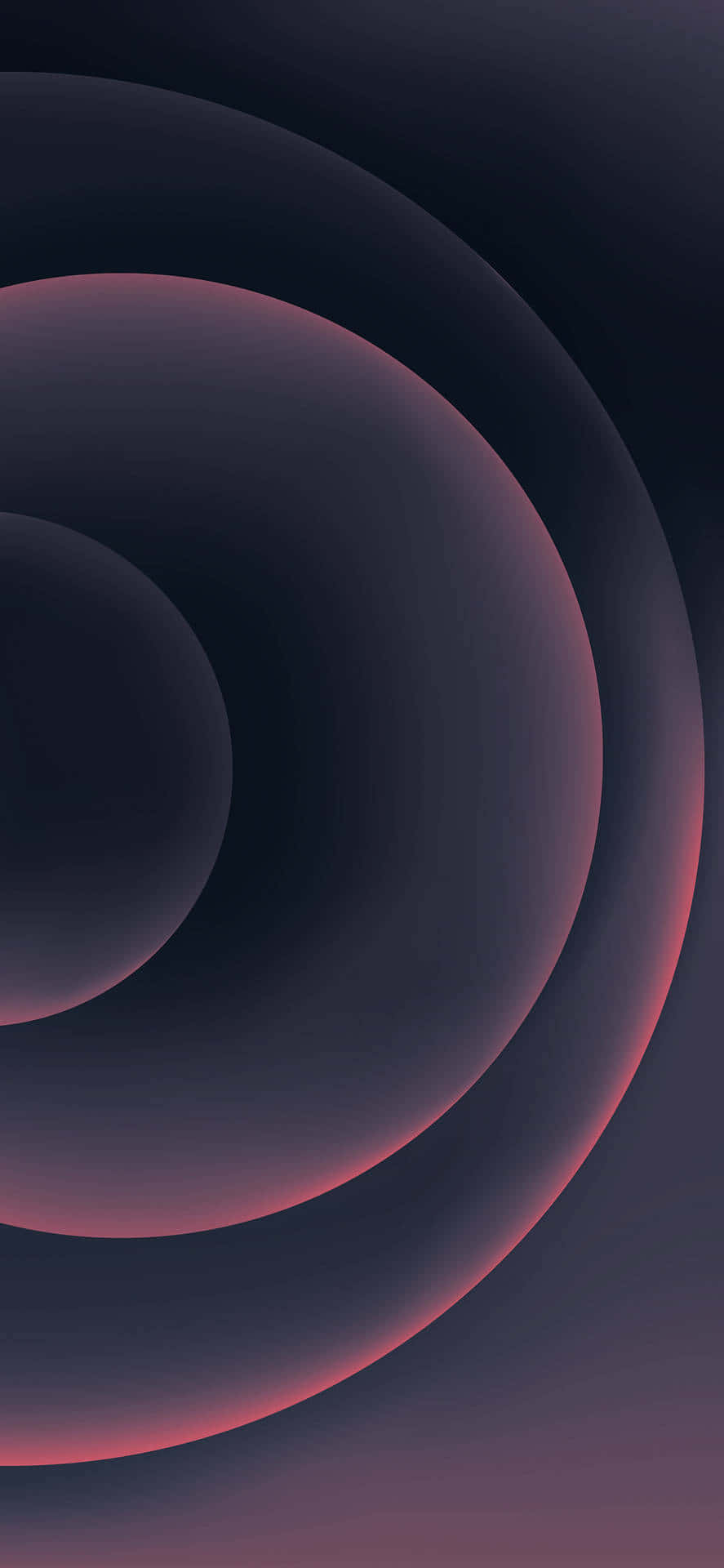  壁紙 — 充滿活力的發光粉紅色環在深邃的宇宙黑暗中漂浮，營造出迷人的抽象運動效果。
