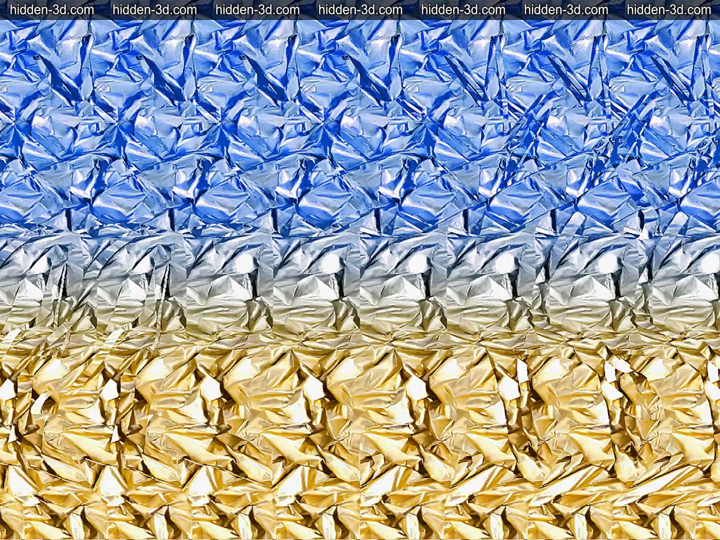 Hidden 3d 桌布 壁紙 — 充滿活力的皺紋金屬箔漸變，從藍色過渡到銀色再到金色，形成紋理圖案。