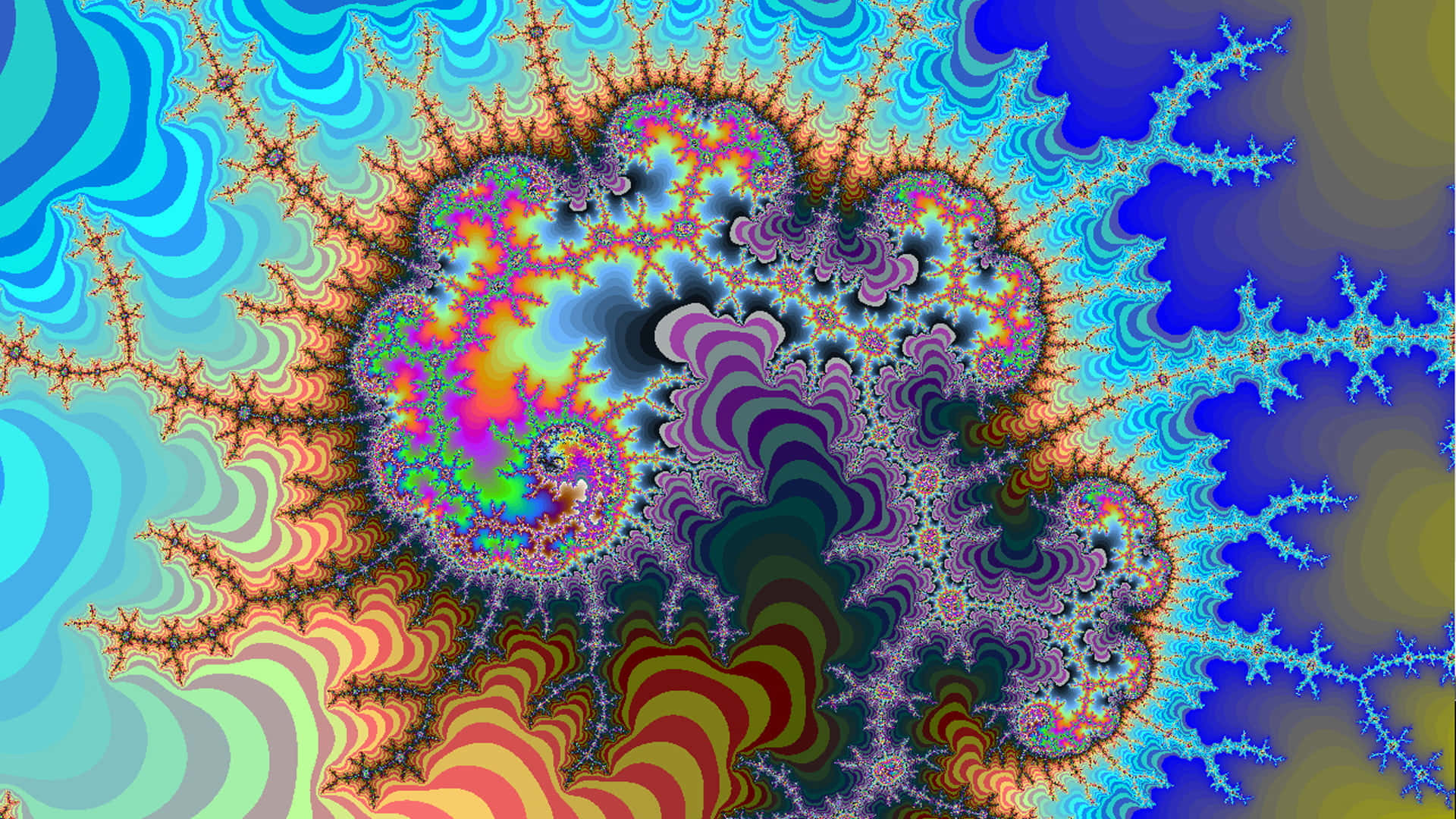 Trippy Art 桌布 壁紙 — 充滿活力的碎形圖案以迷幻色彩旋轉，創造出複雜而迷人的數位藝術作品。