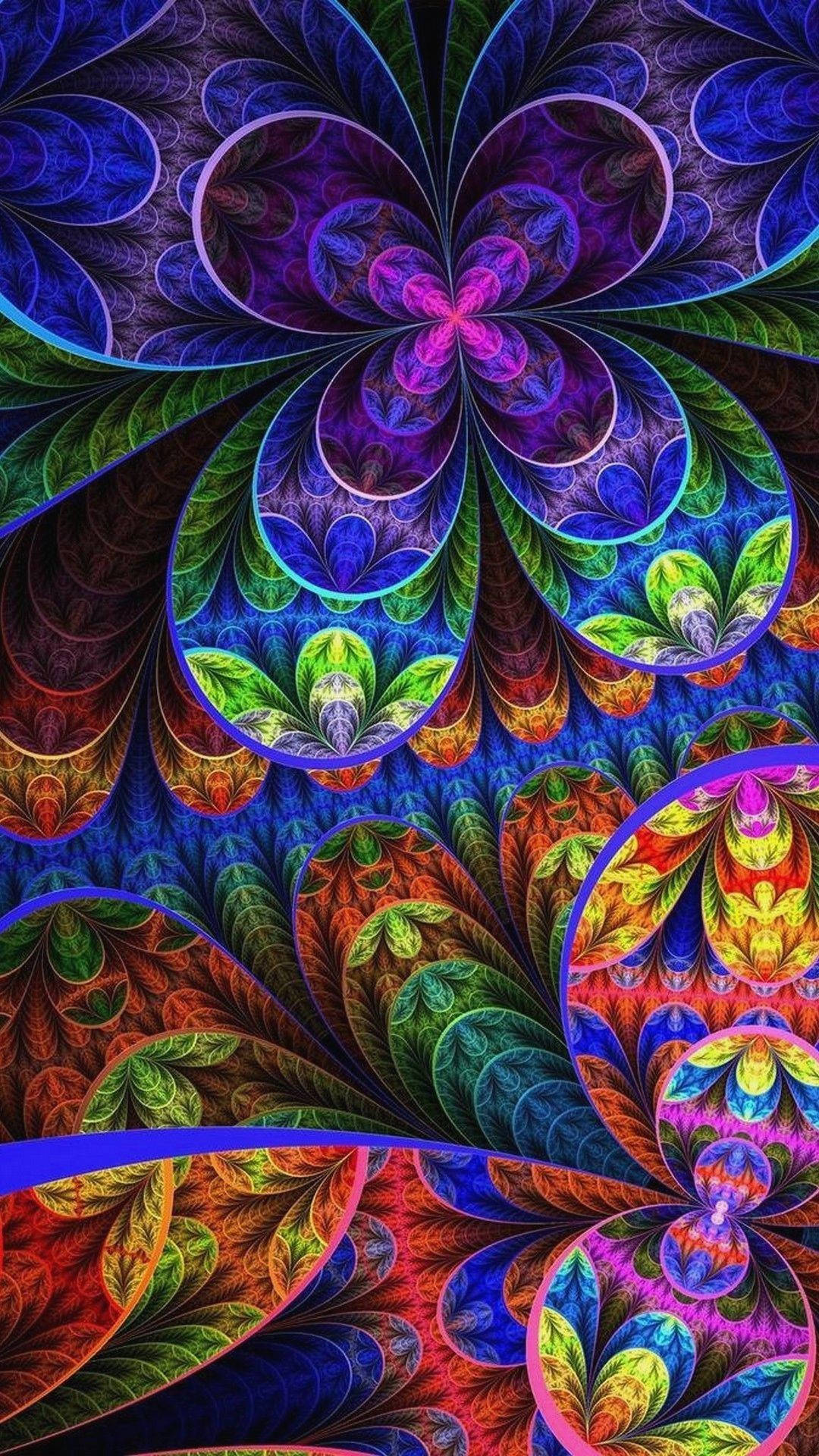 迷幻動圖 桌布 壁紙 — 充滿活力的碎形圖案在旋轉的迷幻色彩中綻放，創造出迷人的數位藝術作品。