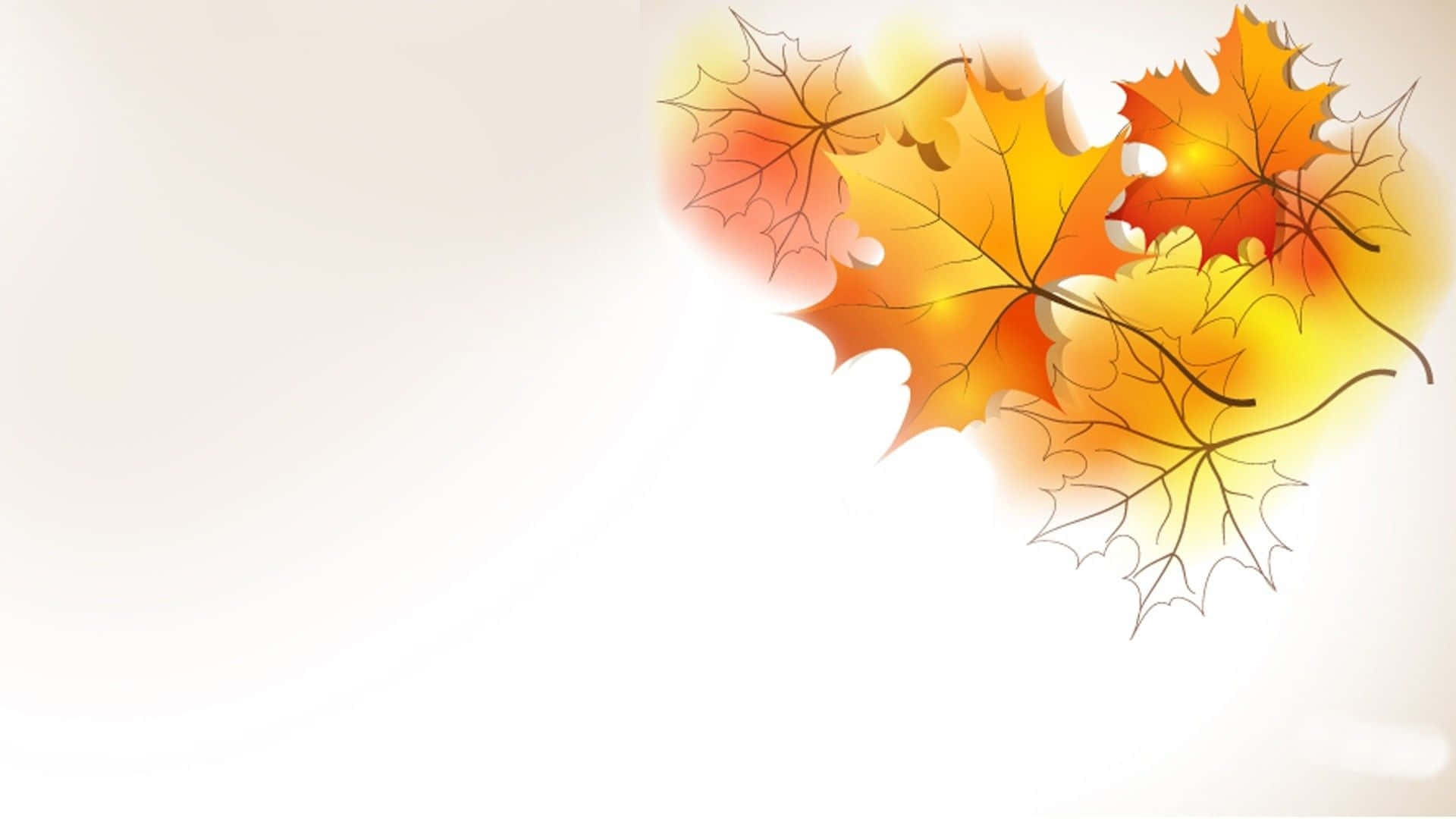 Autumn Leaves 桌布 壁紙 — 充滿活力的秋季楓葉，以溫暖的橙黃色調，柔和地漂浮在柔和的奶油色背景上。