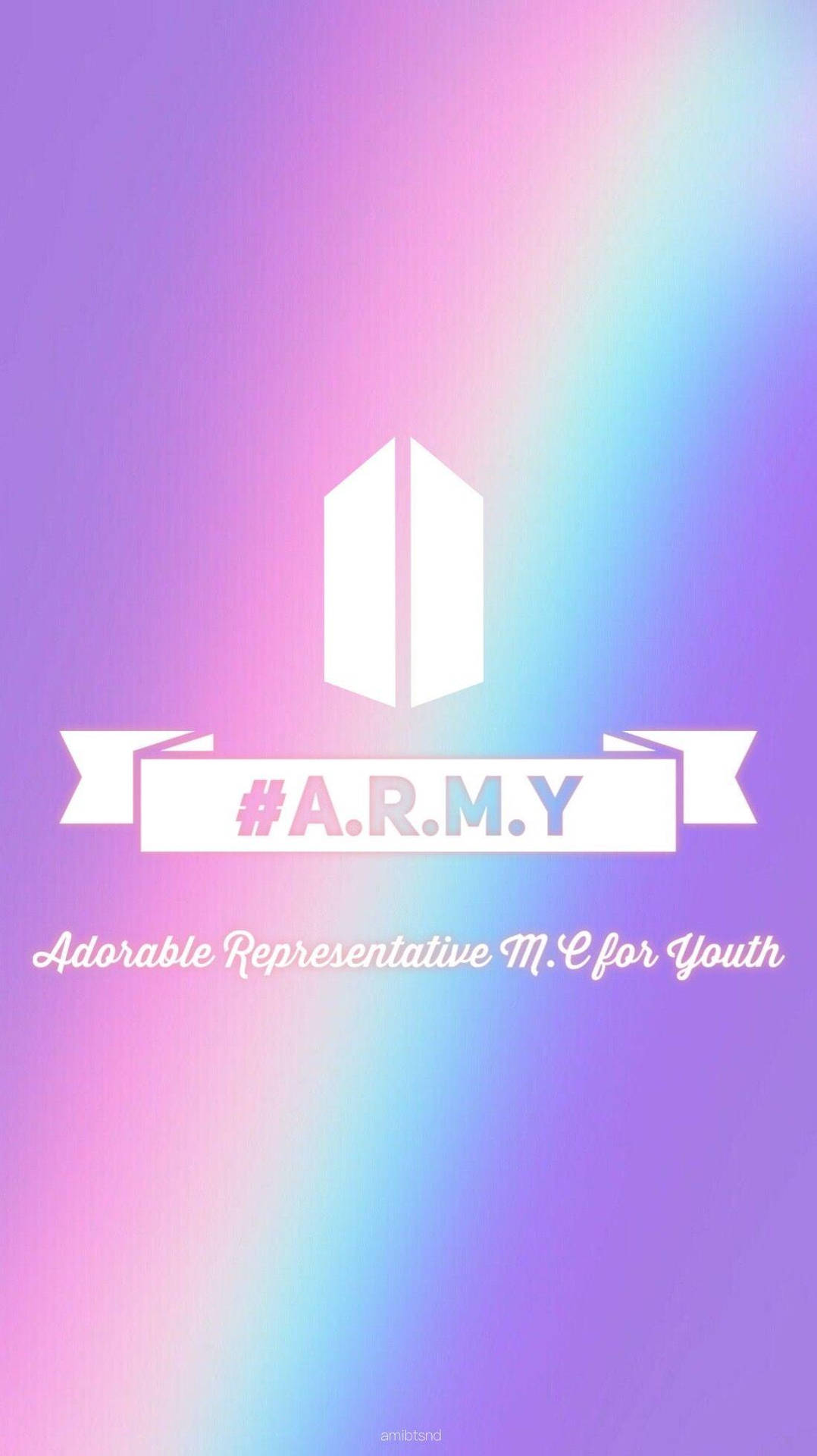 彩色漸變背景上的BTS標誌和#A.R.M.Y橫幅 — BTS 防彈少年團 粉絲 女孩 GIF 壁紙