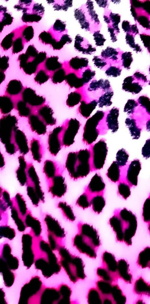 Pink Leopard Print 桌布 壁紙 — 充滿活力的粉紅和黑色豹紋圖案，帶有柔和漸變背景。