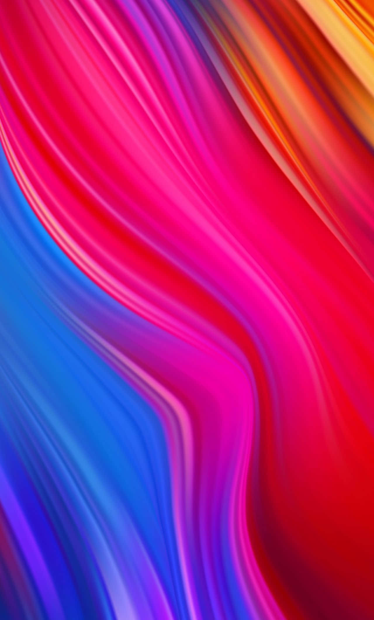 Abstraction 桌布 壁紙 — 充滿活力的粉紅色、藍色和橙色抽象波浪在流動中融合，營造出動感多彩的背景。