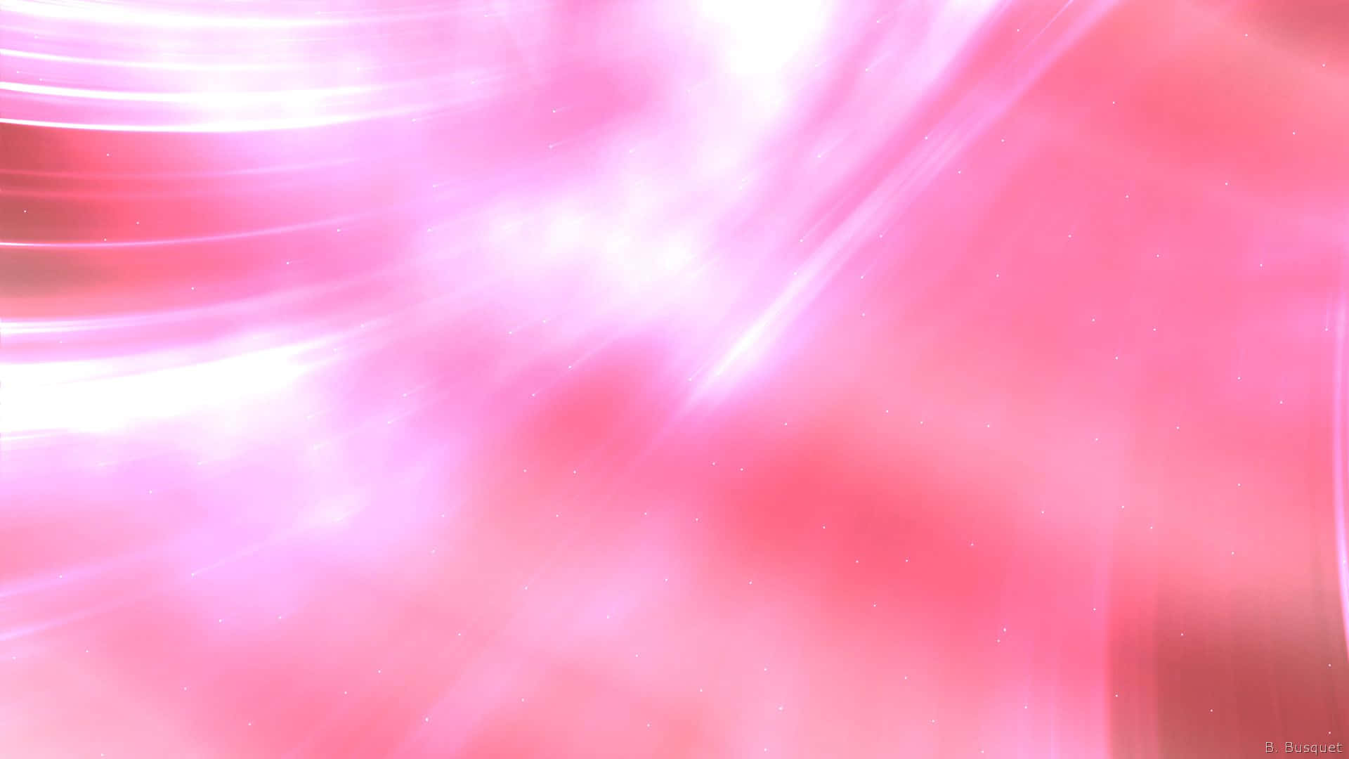 pale pink 桌布 壁紙 — 充滿活力的粉紅色和白色宇宙射線橫跨發光的星雲，帶有柔和的星狀斑點。
