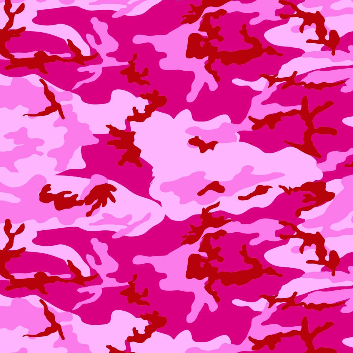 Pink Camo 桌布 壁紙 — 充滿活力的粉紅色和紅色迷彩圖案，大膽的有機形狀在表面重複。