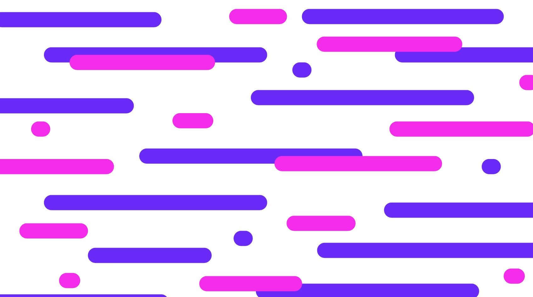 lines 桌布 壁紙 — 充滿活力的粉紅色和紫色圓角條和點在乾淨的白色背景上動態漂浮，形成大膽的幾何圖案。