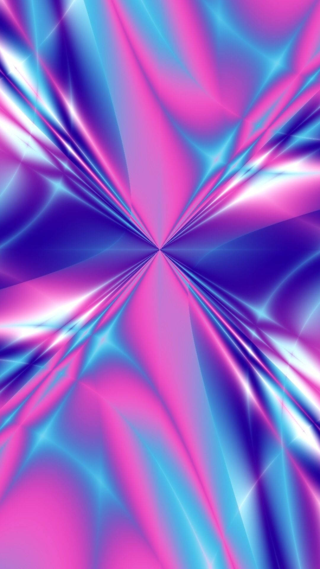 Screen 桌布 壁紙 — 充滿活力的粉紅色和藍色光線從中心點爆發，形成動態的抽象數位圖案。