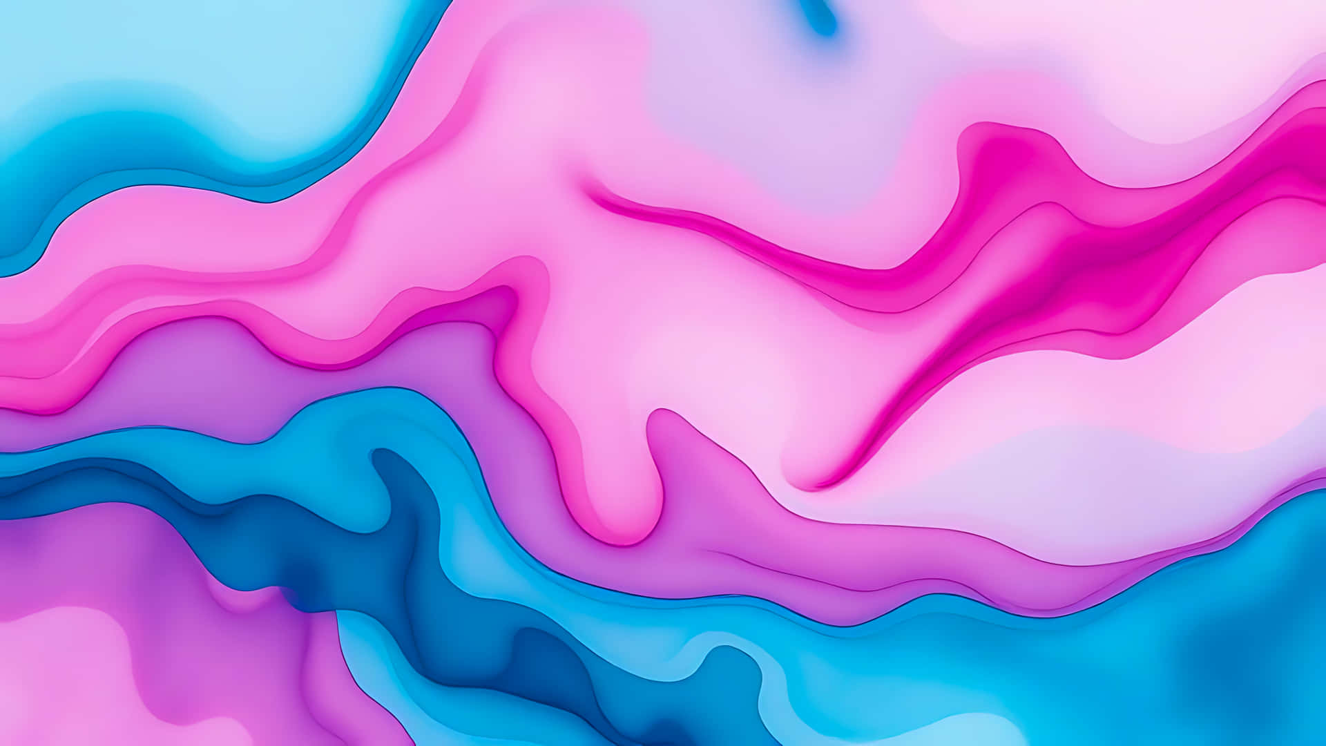 Abstract flowing pink purple and blue colors creating a marble effect 壁紙 — 充滿活力的粉紅色和藍色抽象波浪在流暢的層次中融合，創造出動態的數位藝術作品。