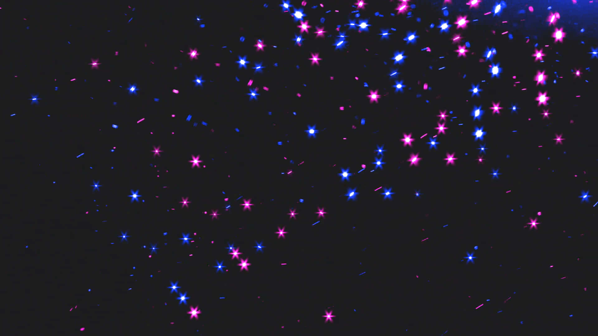 Stars 桌布 壁紙 — 充滿活力的粉紅色和藍色星爆在深黑色背景上閃閃發光，如同宇宙五彩紙屑。