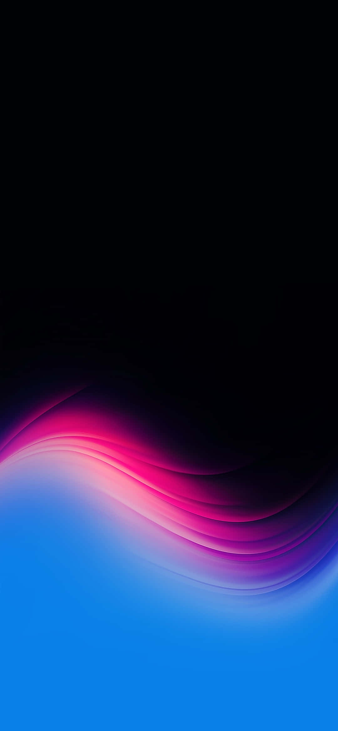 Best Oled 桌布 壁紙 — 充滿活力的粉紅色和藍色發光波紋在深色背景上流動，呈現出時尚的數位抽象設計。