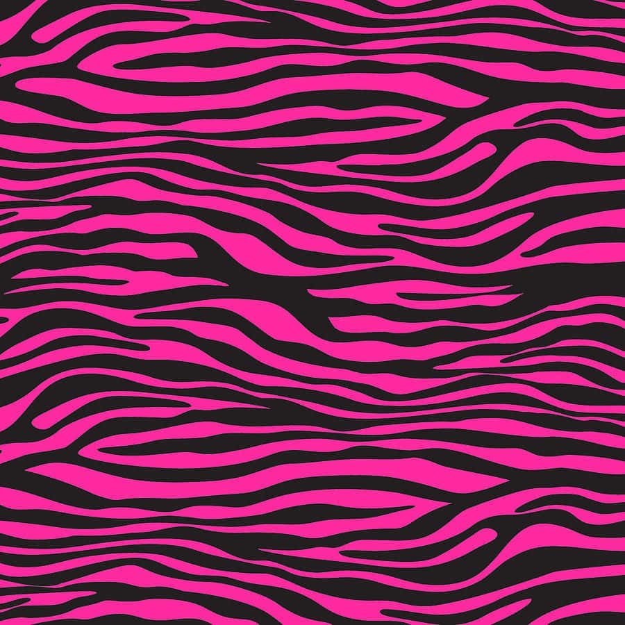 Pink Zebra 桌布 壁紙 — 充滿活力的粉紅色和黑色波浪條紋營造出高對比度和充滿活力的節奏感，形成大膽的圖案。