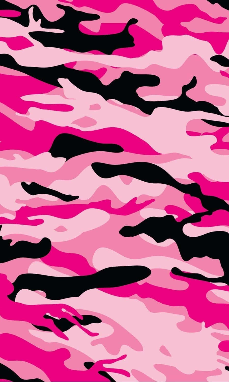 Black And Pink 桌布 壁紙 — 充滿活力的粉紅色和黑色迷彩圖案，在無縫背景上帶有鮮明的抽象形狀。