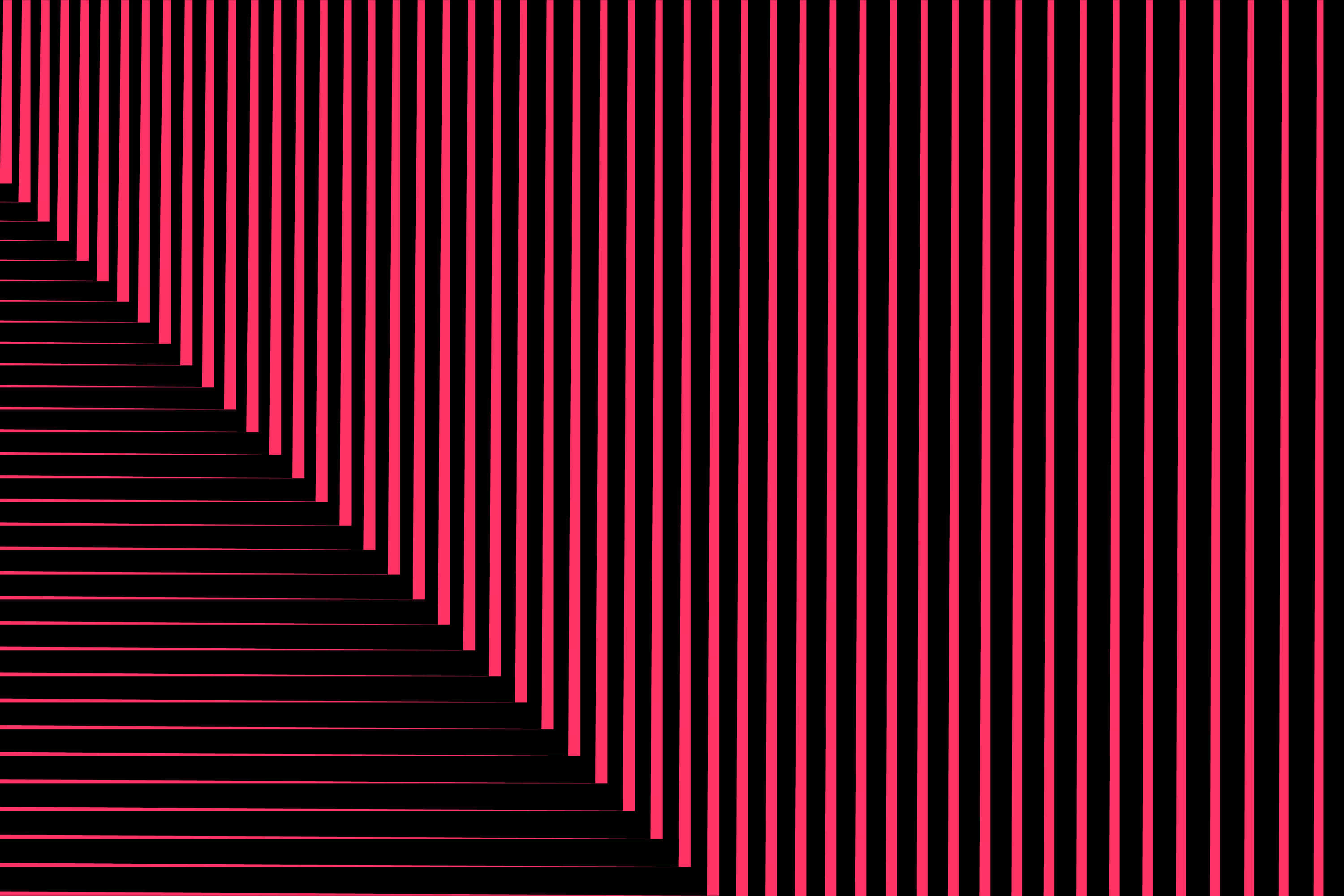 lines 桌布 壁紙 — 充滿活力的粉紅色垂直條紋在純黑色背景上營造出大膽的幾何錯覺。