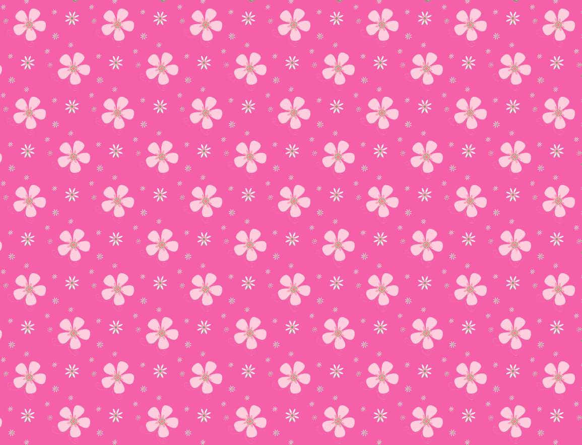 Beautiful Pattern 桌布 壁紙 — 充滿活力的粉紅色壁紙，圖案為重複的淺粉色花朵和細小的白色星爆。